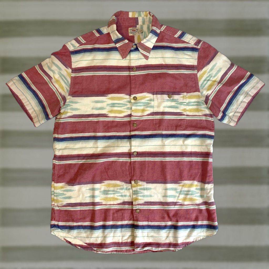 Faherty Men's Faherty Short Sleeve Coast Shirt in Native Ikat Sz M Size US M / EU 48-50 / 2 - 1 Thumbnail
