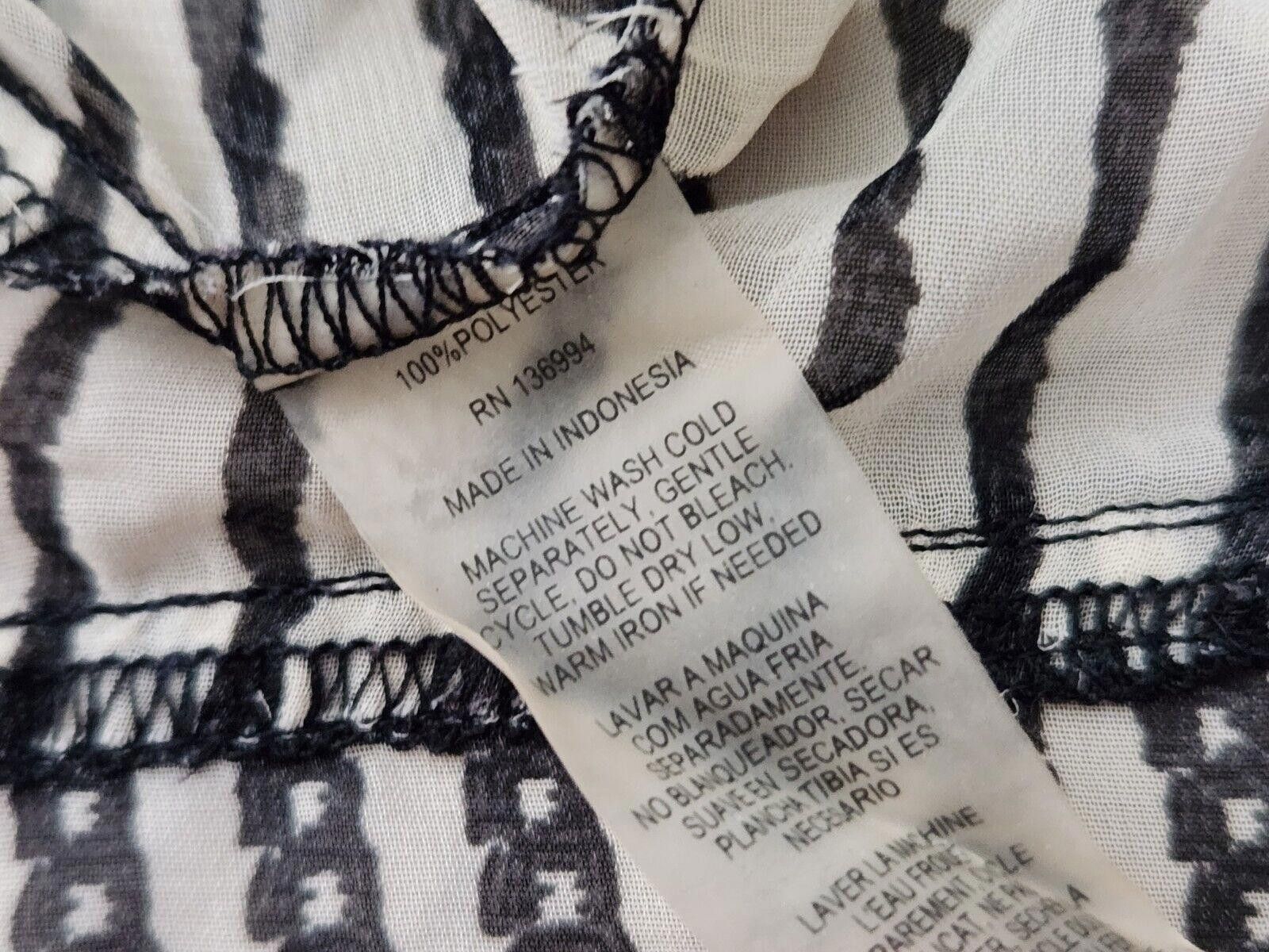 Sonic Lab Sioni Blouse Large Black Beige Striped V Neck Sheer 3/4 Size L / US 10 / IT 46 - 3 Thumbnail