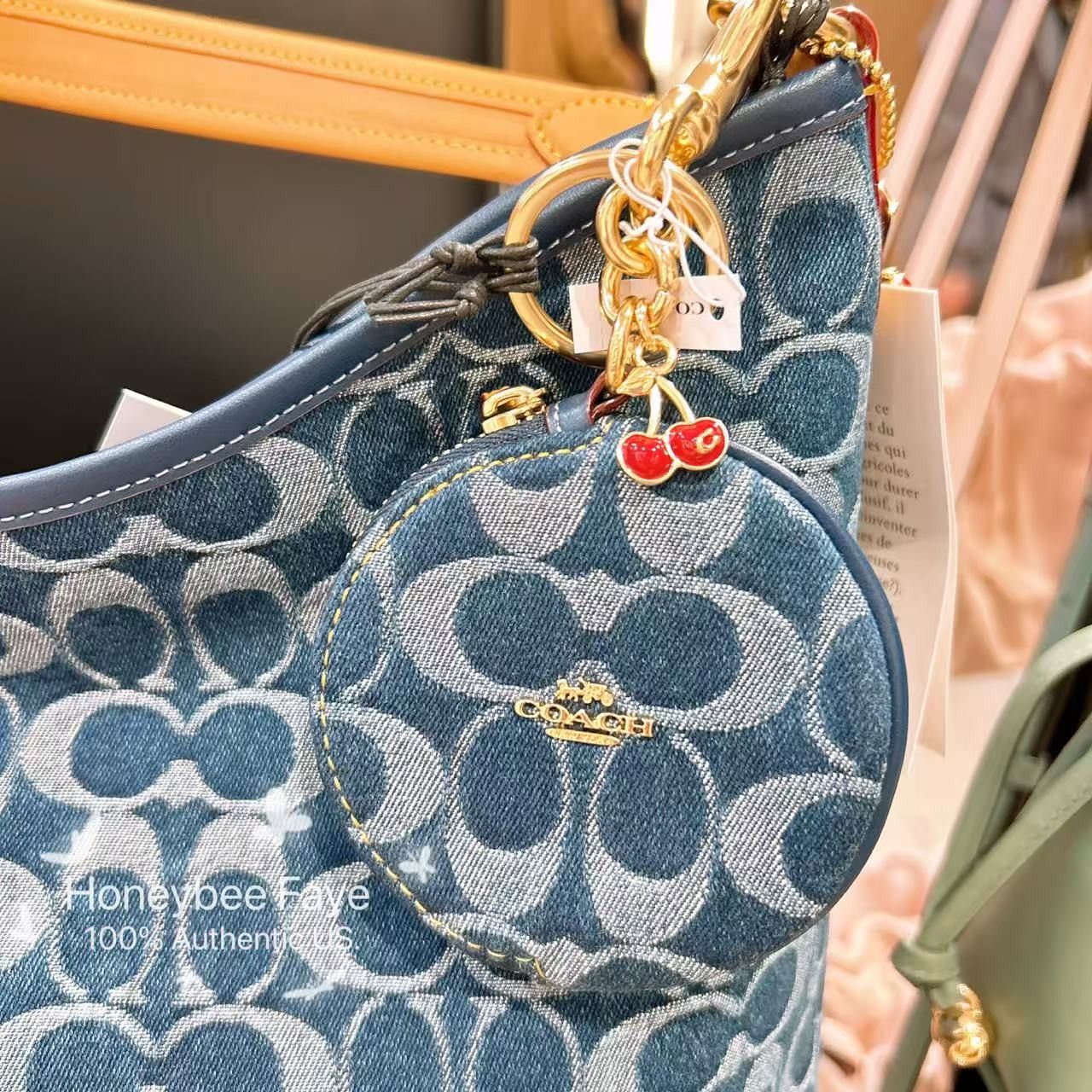Coach Circular Coin Pouch Bag Charm In Signature Denim CZ256 Size ONE SIZE - 2 Thumbnail