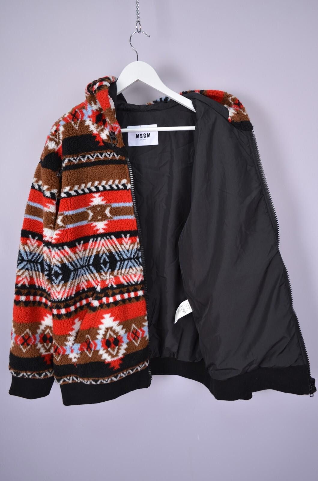 MSGM MSGM IKAT Mens Teddy Fleece Hooded Multicolor Jacket Size M Size US M / EU 48-50 / 2 - 5 Thumbnail