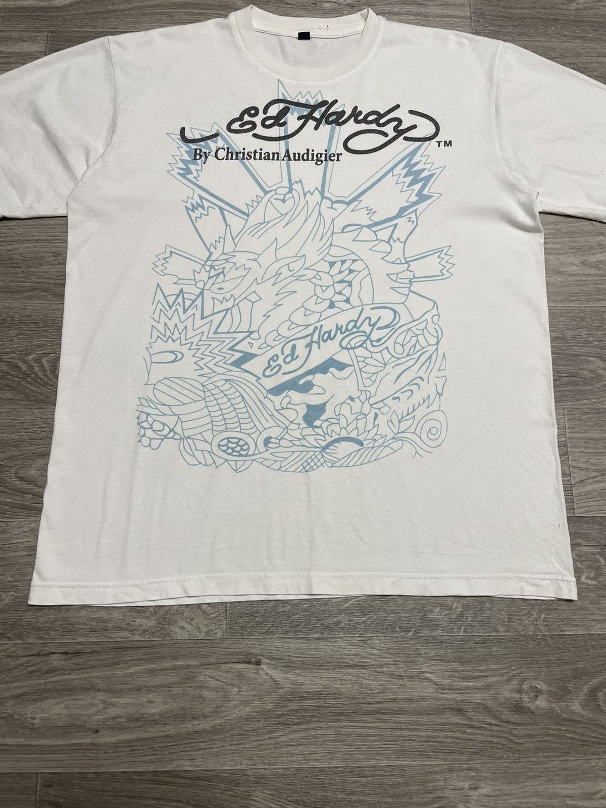 Ed Hardy Vintage Ed Hardy By Christian Audigier White T-Shirt Y2K Size US XXL / EU 58 / 5 - 4 Thumbnail
