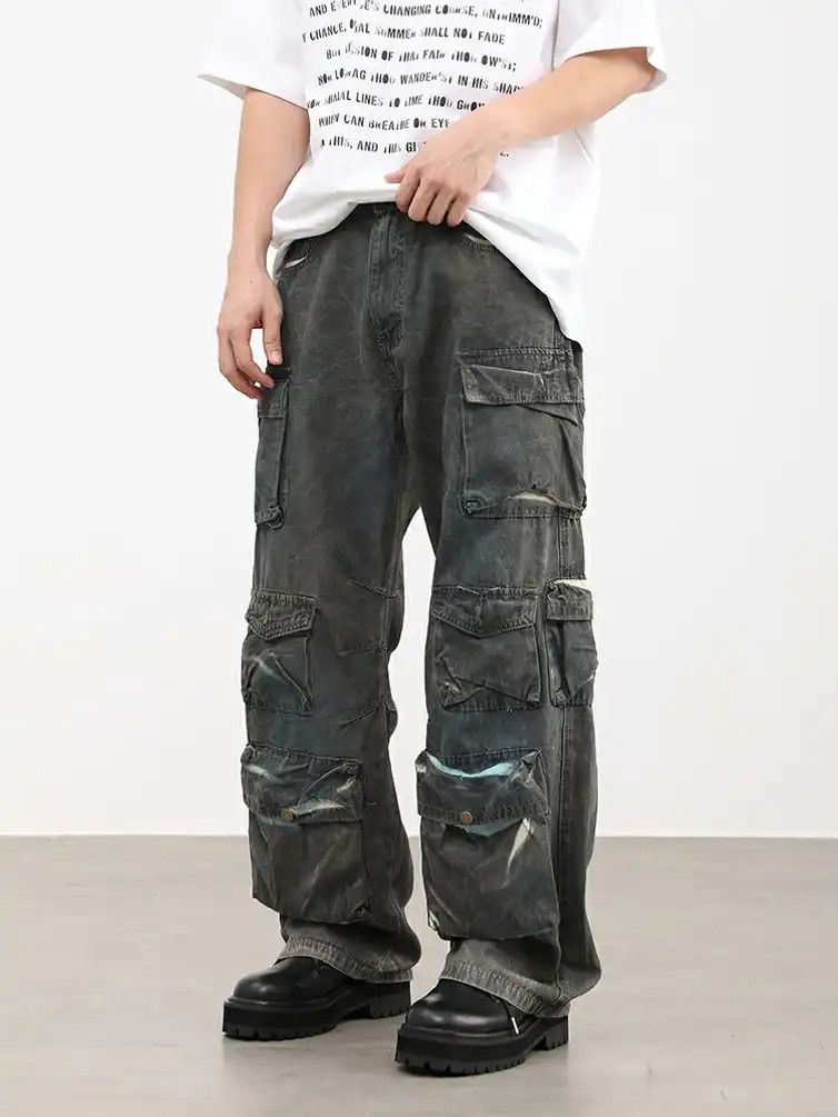 distressed utility baggy cargo pants