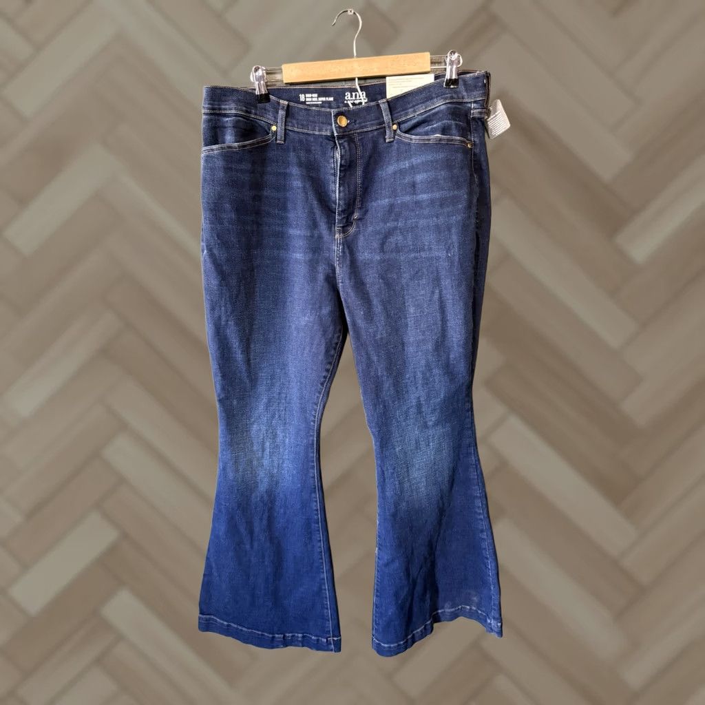 Vintage A.N.A Womens Jeans Blue Denim High Rise Super Flare Size 18 NWT Size 28" / US 6 / IT 42 - 1 Thumbnail