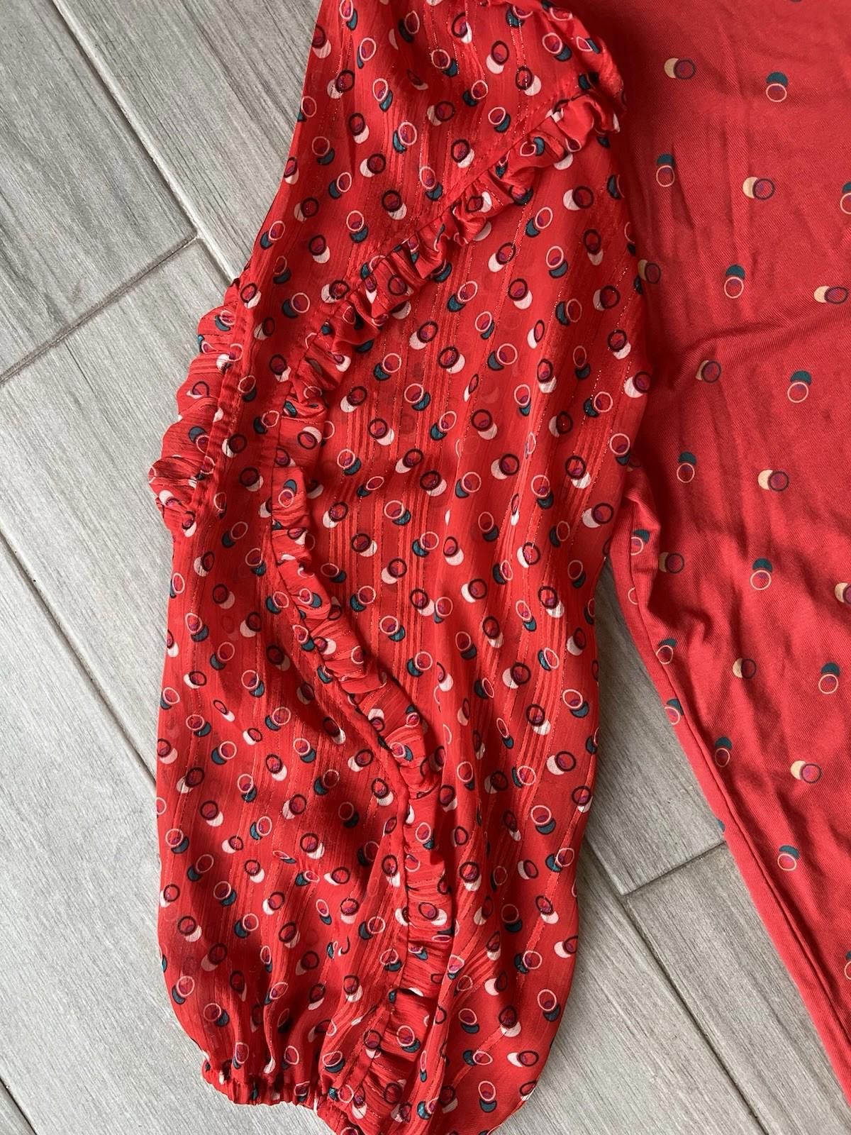 Marvel Comics ANTHROPOLOGIE MAEVE Red Jacquin Peasant Blouse Size Large Size M / US 6-8 / IT 42-44 - 5 Thumbnail