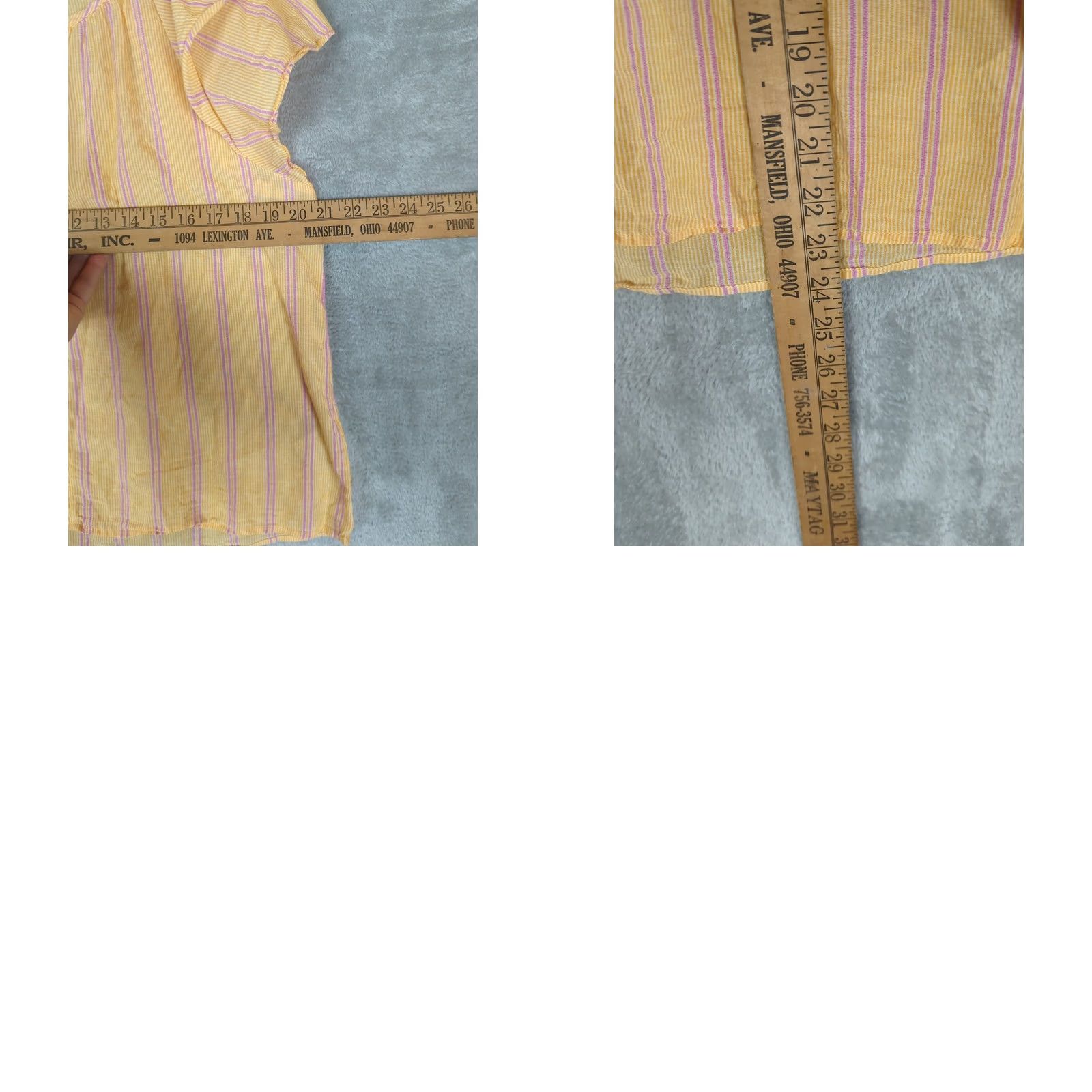 Vintage Lilla P Blouse Orange Striped Cotton Shirt Top Women's L Flutter Sleeve Size L / US 10 / IT 46 - 8 Thumbnail