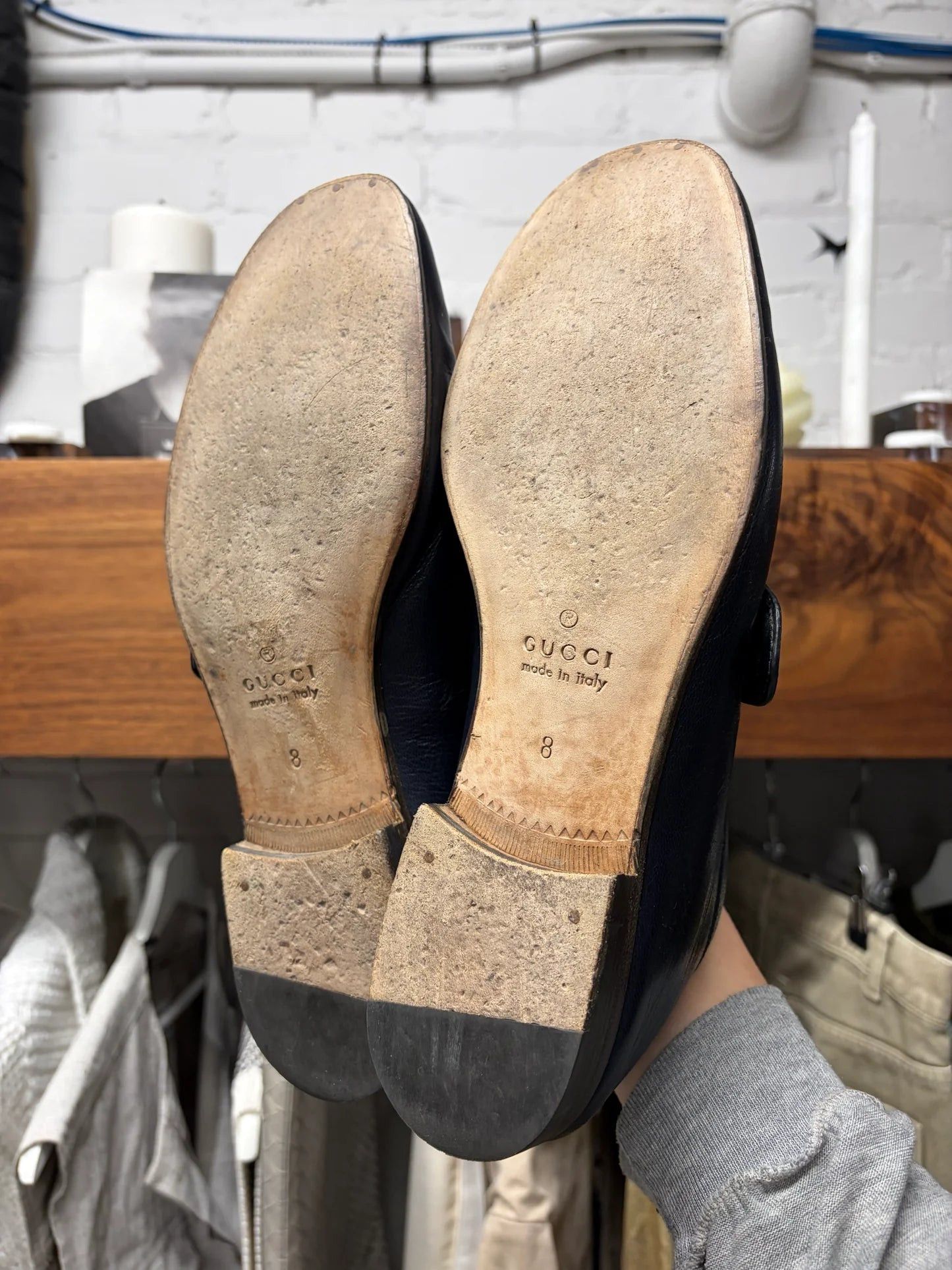 Gucci Gucci ‘Quentin’ Blue Leather Wood Sole Loafers Size US 8 / EU 41 - 5 Thumbnail