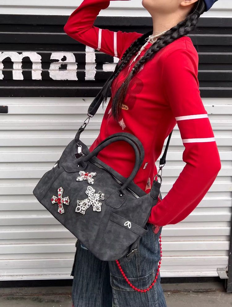 Other Handmade Punk Crystal Cross Crossbody Y2K Tote Bag Size ONE SIZE - 2 Thumbnail