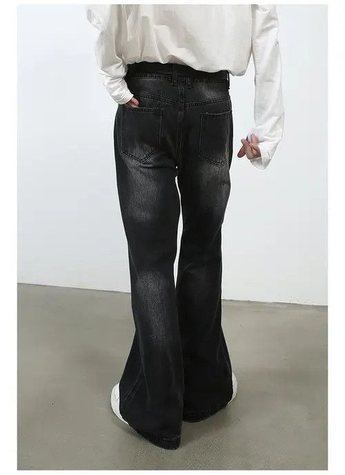 Black Faded Flared Denim Jeans