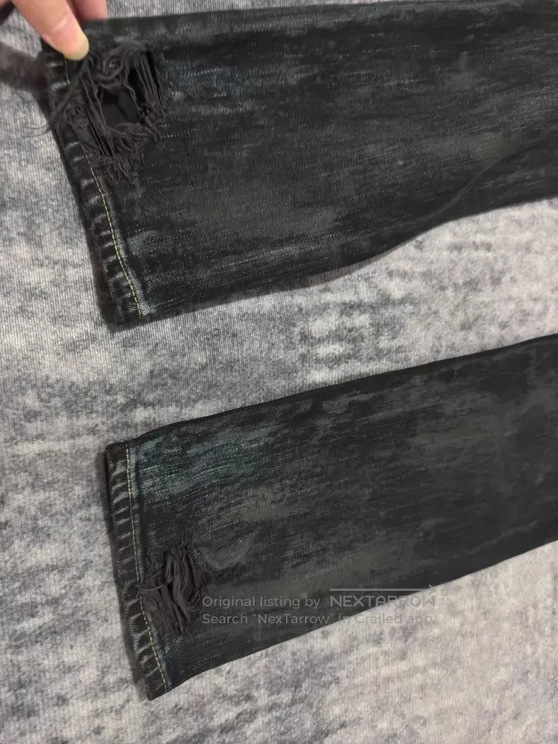 Saint Laurent Paris Saint Laurent Paris Black Mud Oil Stain Ripped Big Destroy Size US 29 - 5 Thumbnail