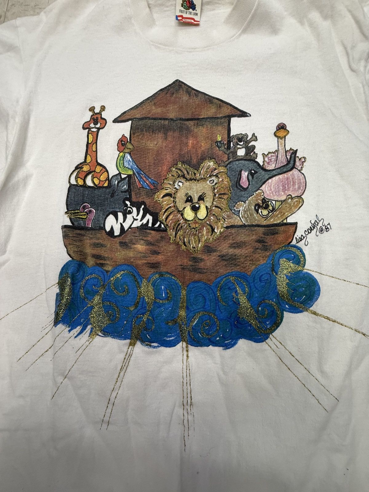 Vintage Vtg 1987 Hand Painted Noah’s Ark Shirt Size US L / EU 52-54 / 3 - 2 Thumbnail