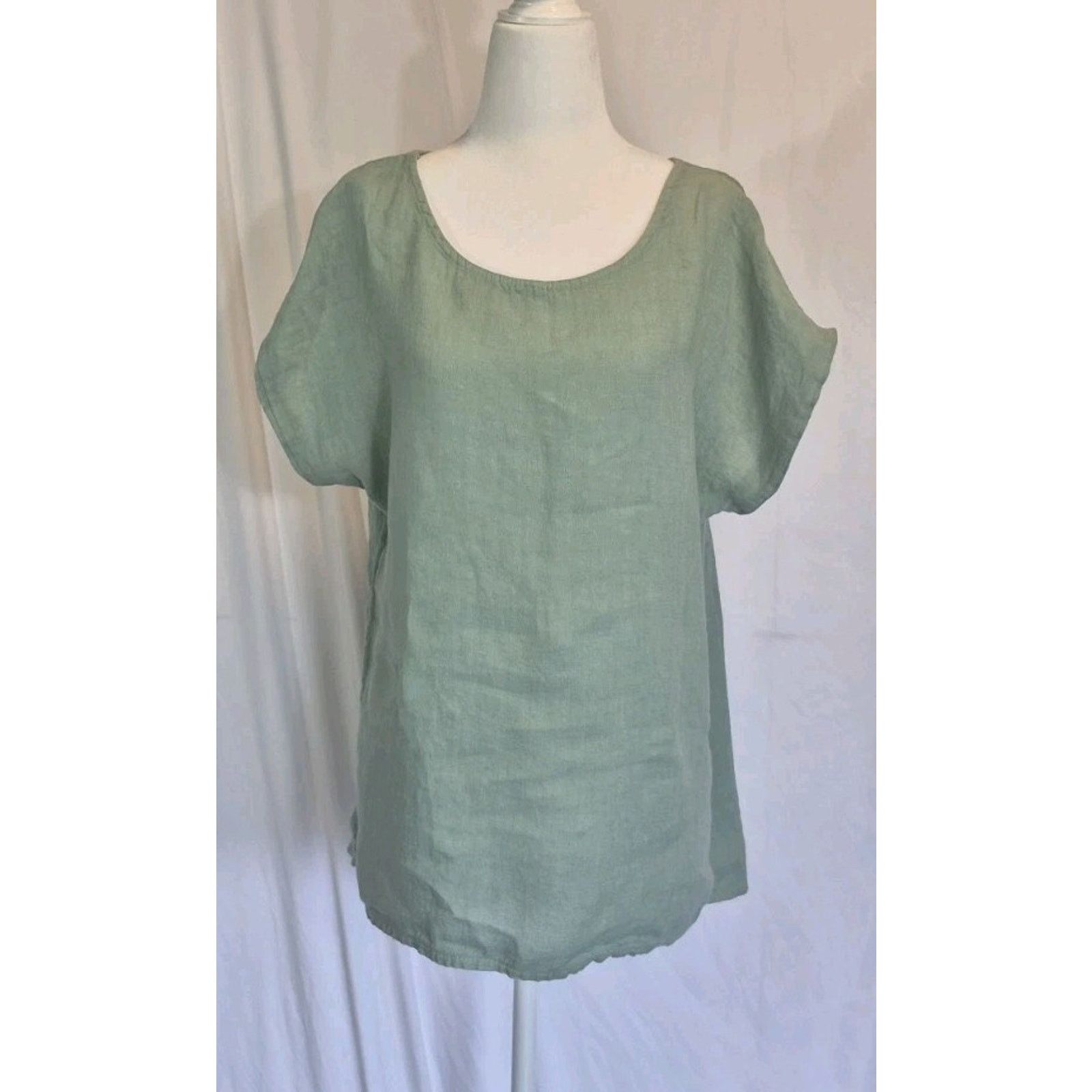 Other Terzo Millennio Womens Green Linen Top Medium Italy Size M / US 6-8 / IT 42-44 - 1 Thumbnail