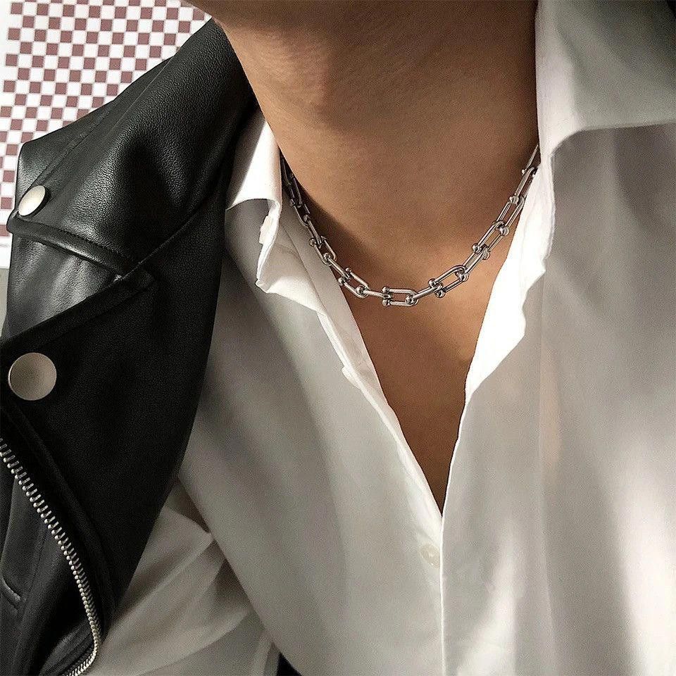 Jewelry 45 CM Horseshoe Buckle U-shaped Choker Chain Necklace Size ONE SIZE - 1 Thumbnail