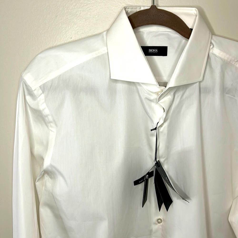 NWT Slim Fit- BOSS - size 16 - White - 100% Ctn - easy iron