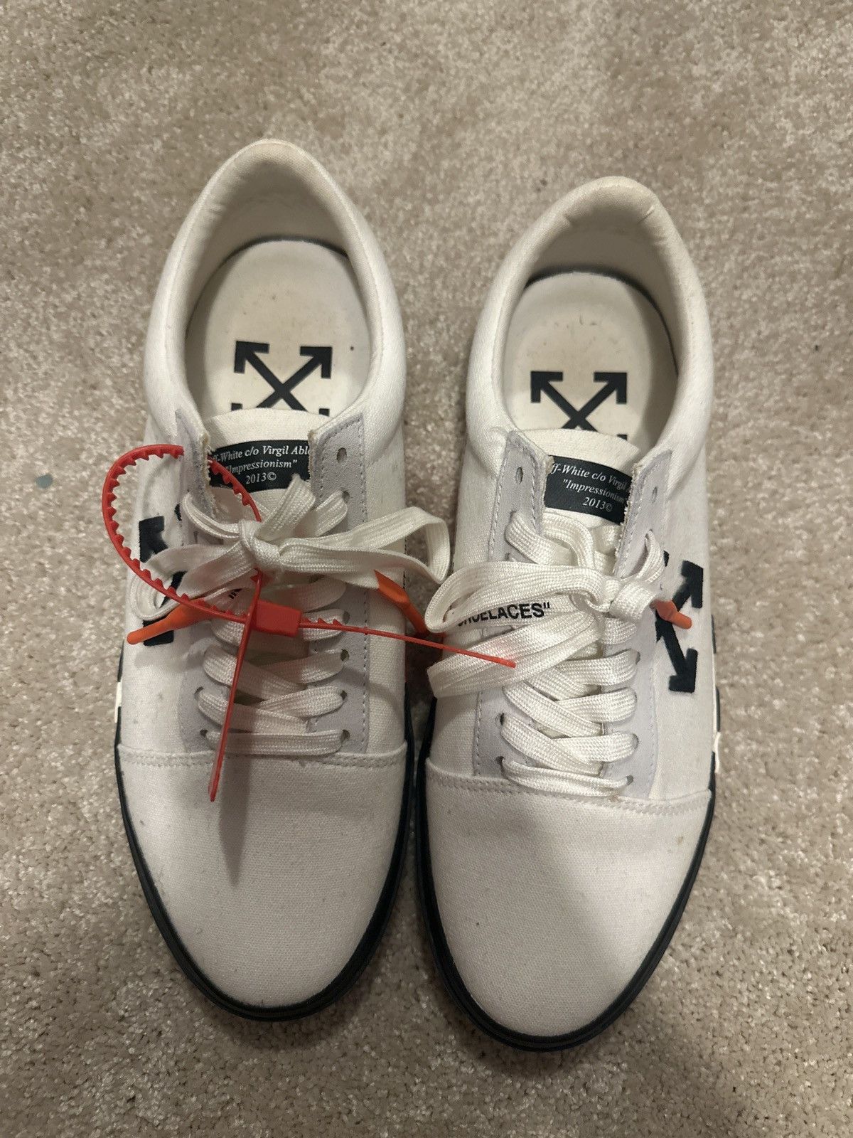 Off-White OFF-WHITE Vulc Low White (Updated Stripes) 2018 Size US 12 / EU 45 - 3 Thumbnail