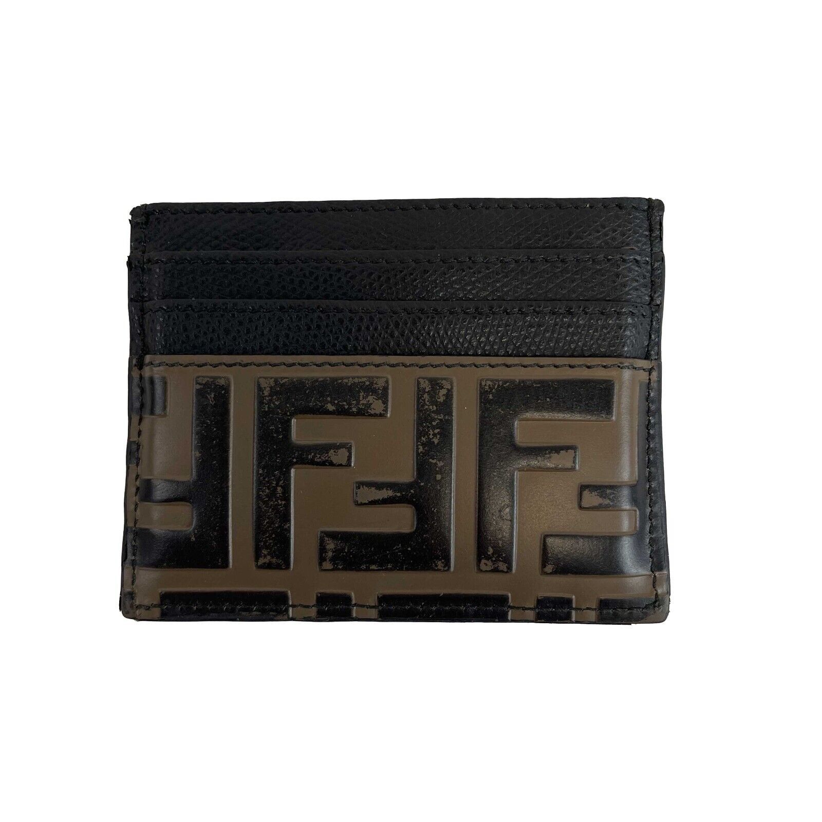 image of Fendi - Monogram Ff Card Holder - Black, Brown W/ Kit, Women's