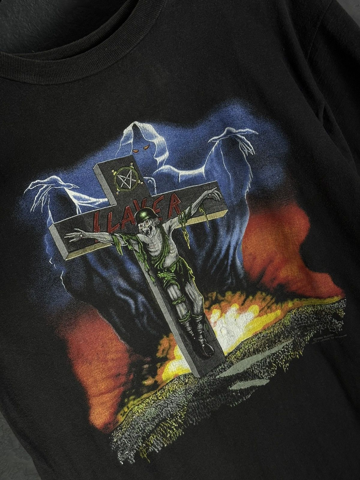Vintage Vintage 1990 Slayer European Campaign Tour T-Shirt Size US M / EU 48-50 / 2 - 10 Thumbnail