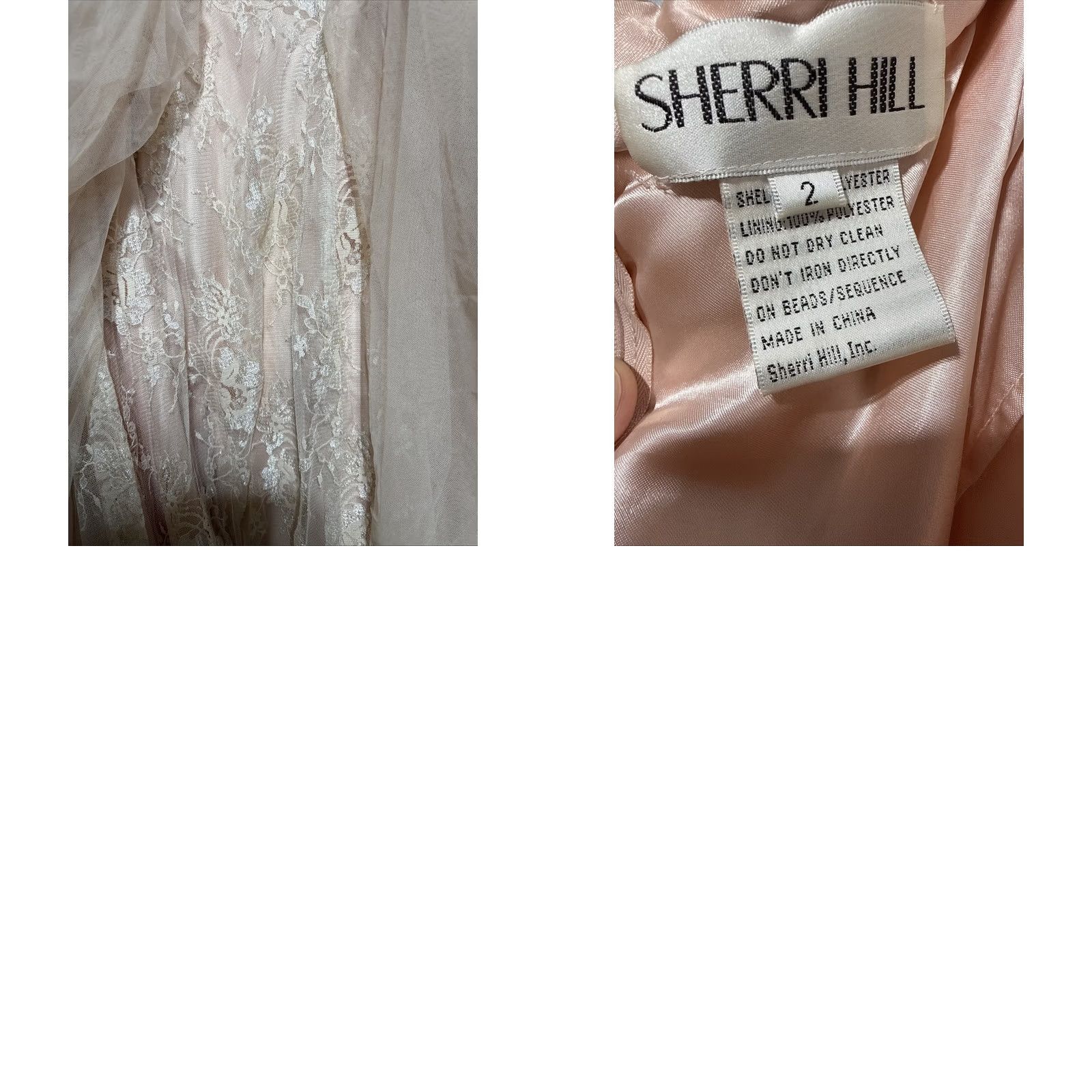 Vintage Sherri Hill 2 Pc Lace Floral Beaded Strap Top & Tulle Skirt Size 2 Prom Dress Pink Womens Ball Gown Sleeveless Off the Shoulder Formal Dry Clean Only Size XS / US 0-2 / IT 36-38 - 8 Thumbnail