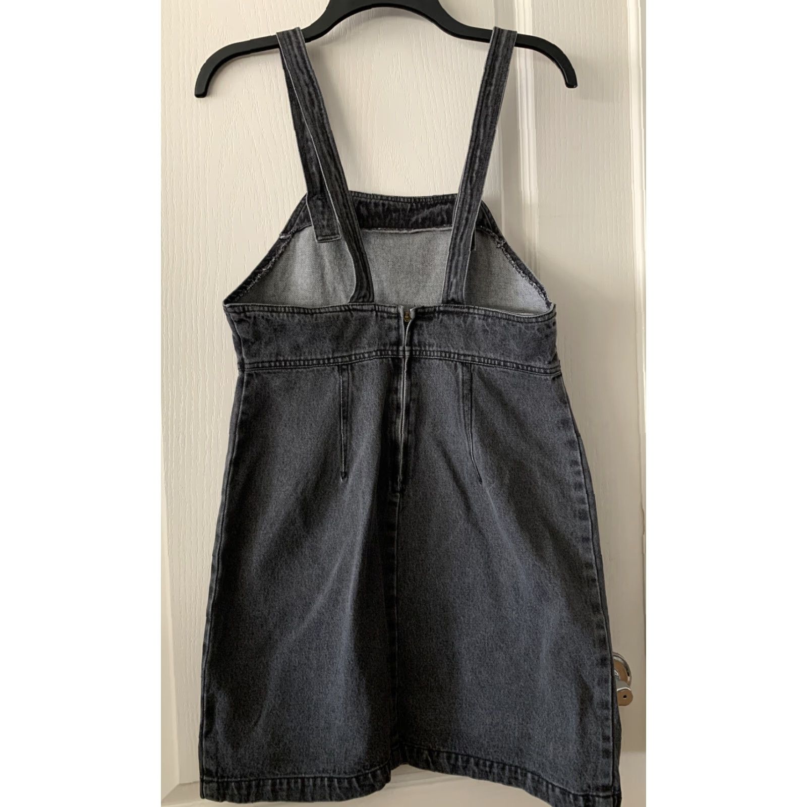 Vintage Audrey Celine Women's Denim Jumper Dress S Gray Sleeveless Casual  90s Pockets