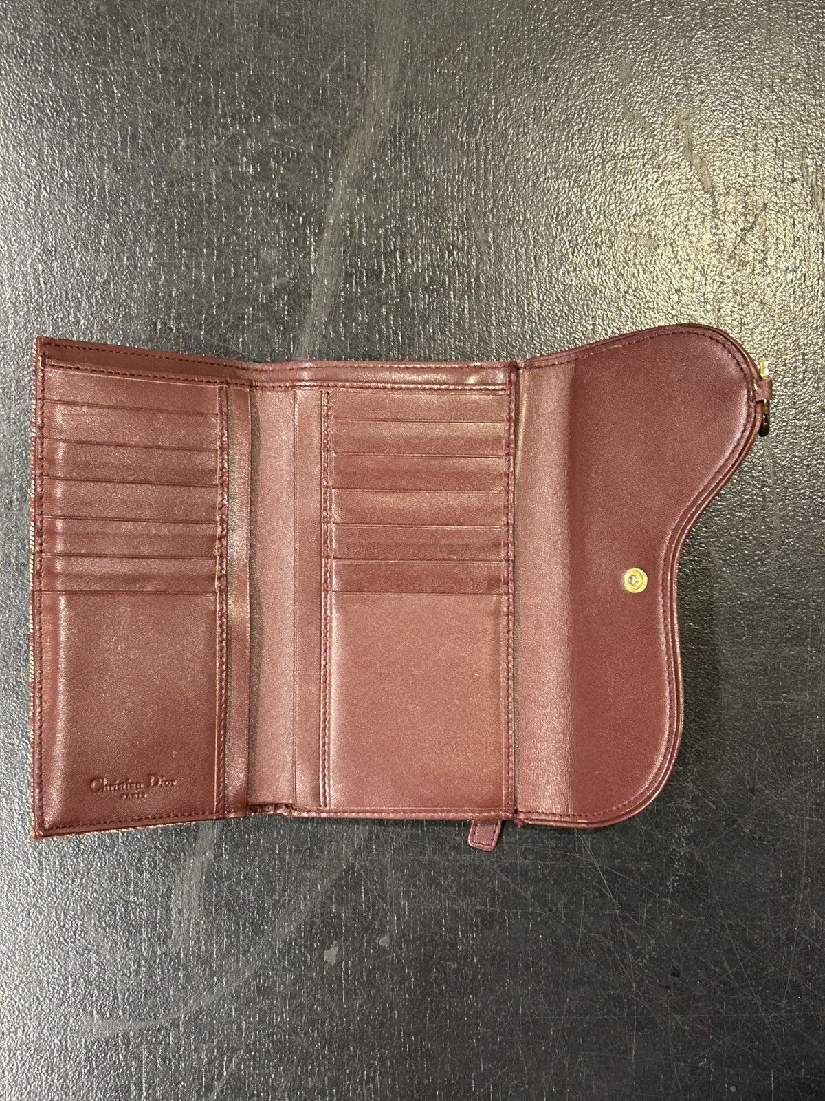 Dior Dior Burgundy Oblique Tri Fold Long Wallet Size ONE SIZE - 4 Thumbnail