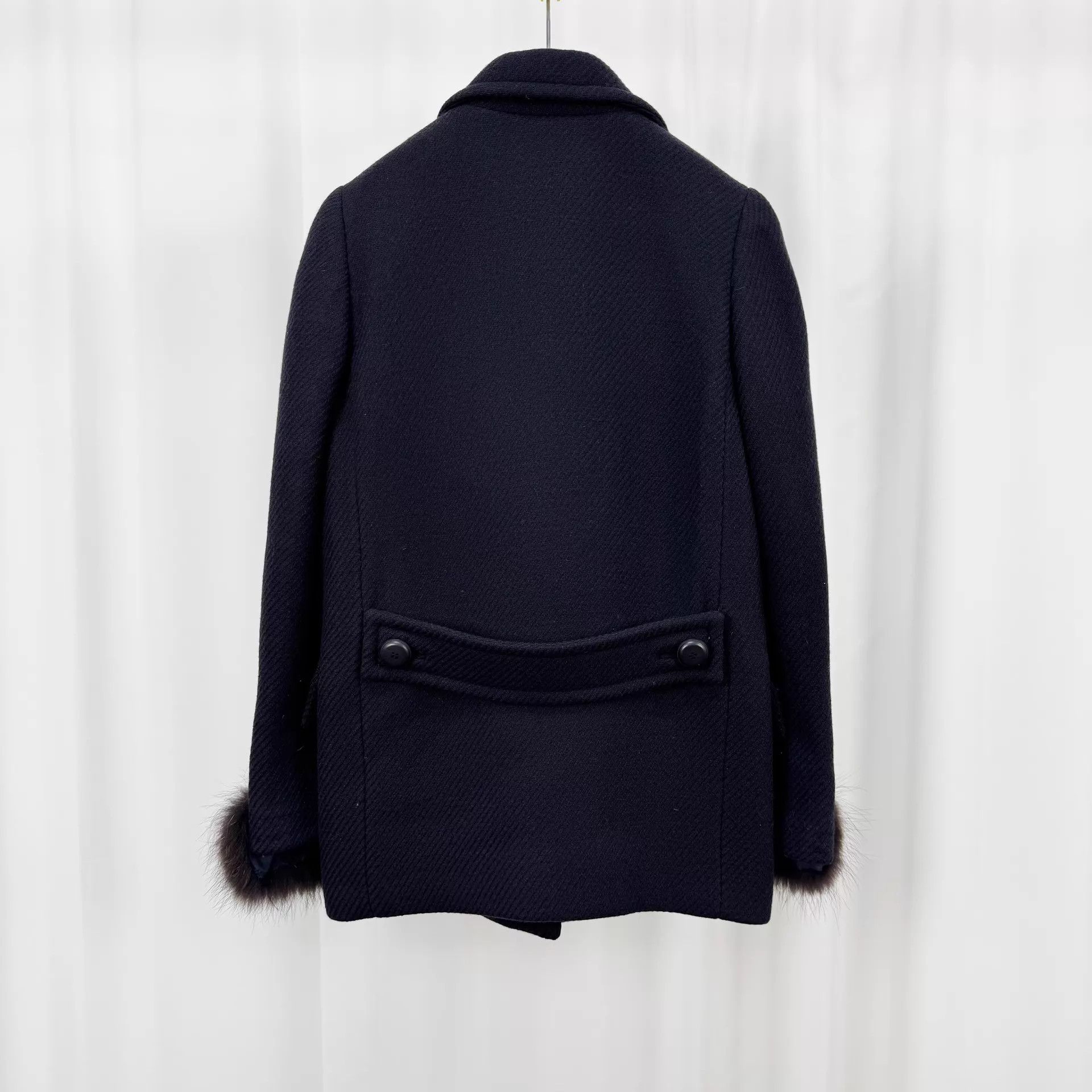 Prada Prada Black Wool Fur-Cuff Coat 38 99New Size XS / US 0-2 / IT 36-38 - 2 Thumbnail