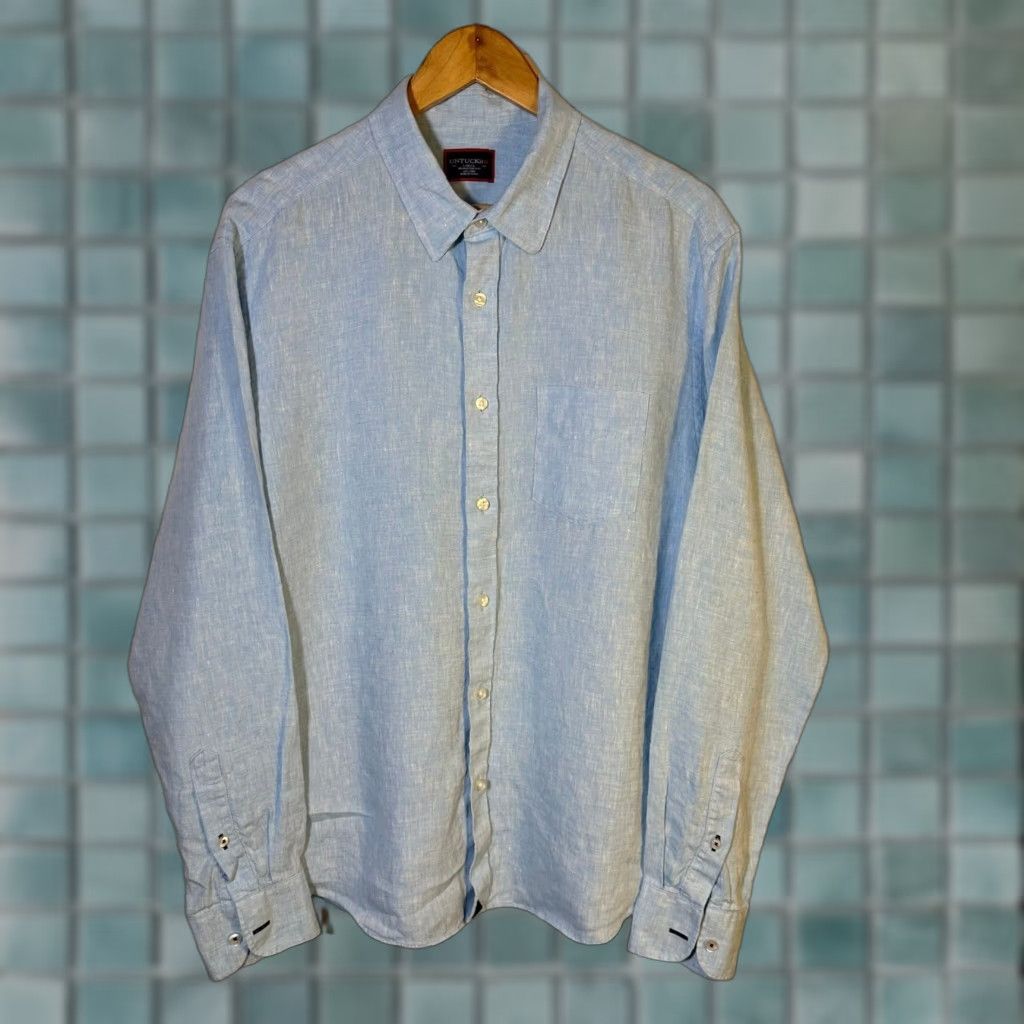 UNTUCKit UNTUCKit Grachetto Light Blue 100% Linen Wrinkle Resistant Shirt Mens Large Size US L / EU 52-54 / 3 - 1 Thumbnail