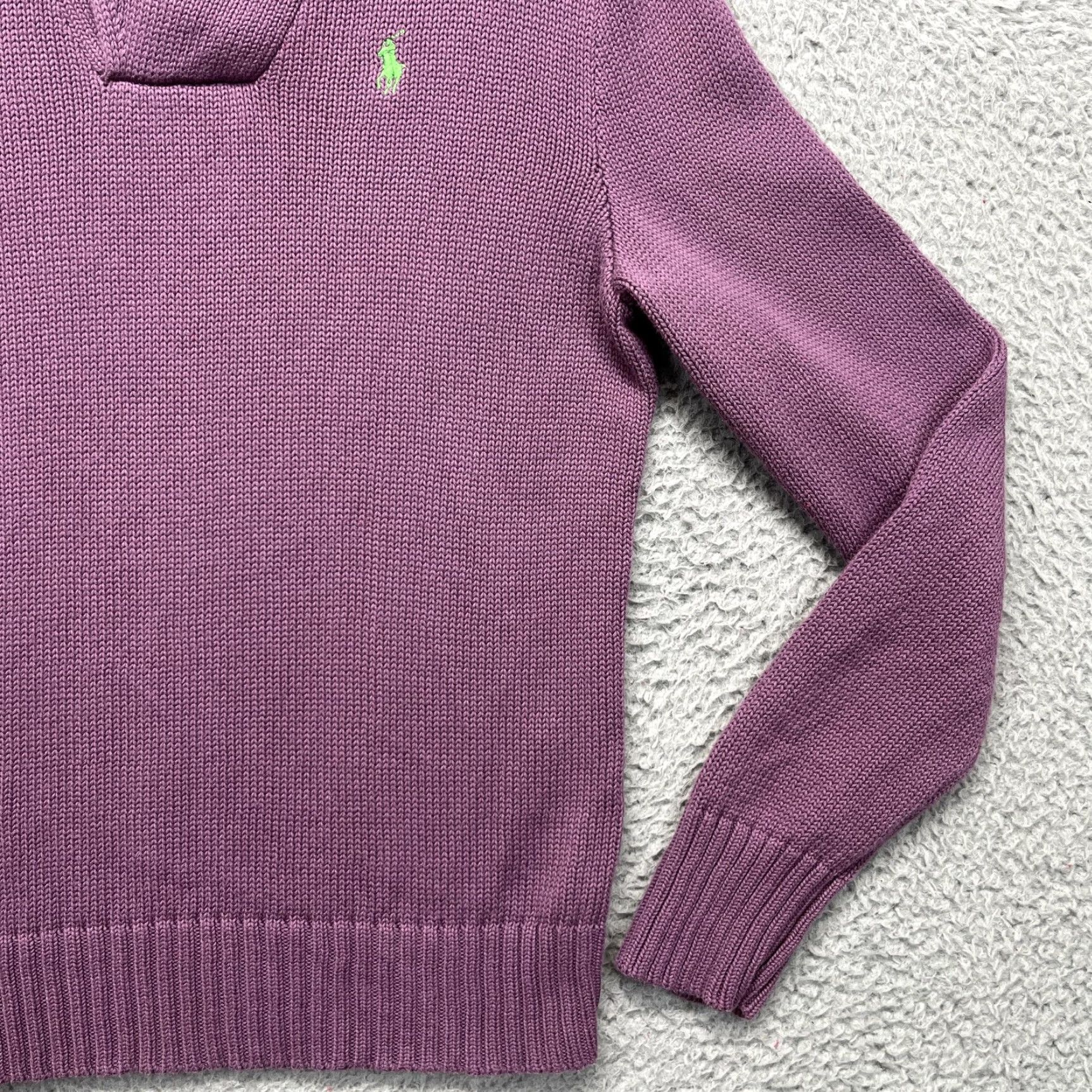 Polo Ralph Lauren VINTAGE Ralph Lauren Sport Sweater Womens XL Purple Shawl Collar Pullover Cotton Knit Size XL / US 12-14 / IT 48-50 - 5 Thumbnail
