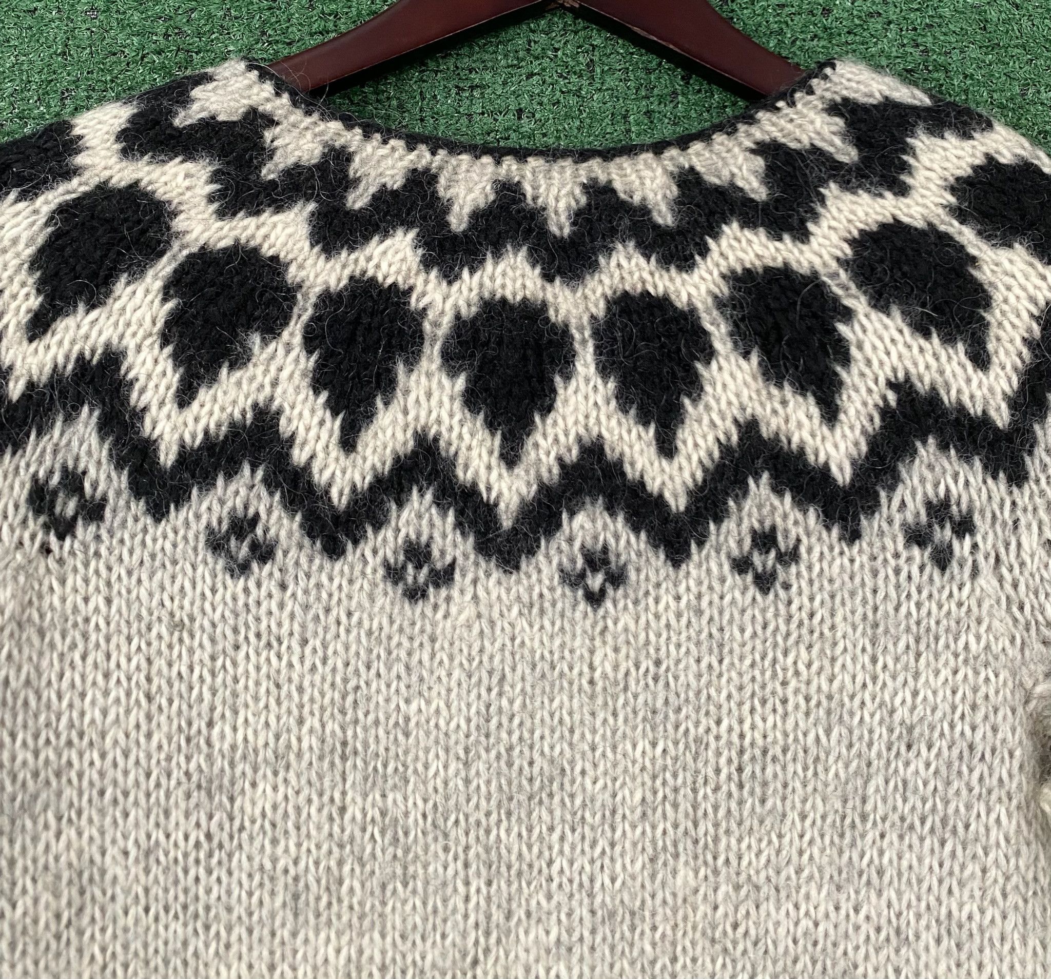 Handmade Y2K Hand Knitted Norway Fair Isle Alpaca Cardigan Sweater XS Size XS / US 0-2 / IT 36-38 - 7 Thumbnail