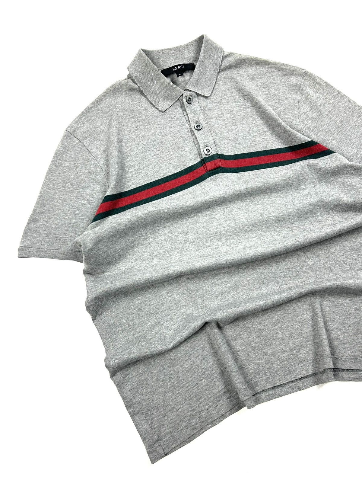 Gucci Vintage Gucci Grey Polo Shirt Women's Red Green Stripe L Size L / US 10 / IT 46 - 3 Thumbnail