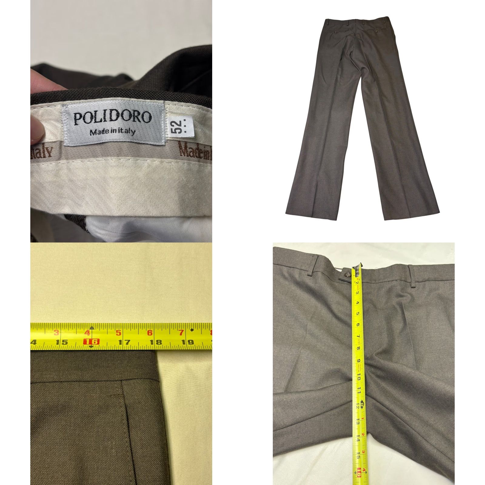 Vintage Creazioni Polidoro Antica Sartoria Two-Piece Suit Brown Wool 40 US 50UK Slim Classic Notch Lapel Men Formal Business Italy Size 40R - 10 Thumbnail