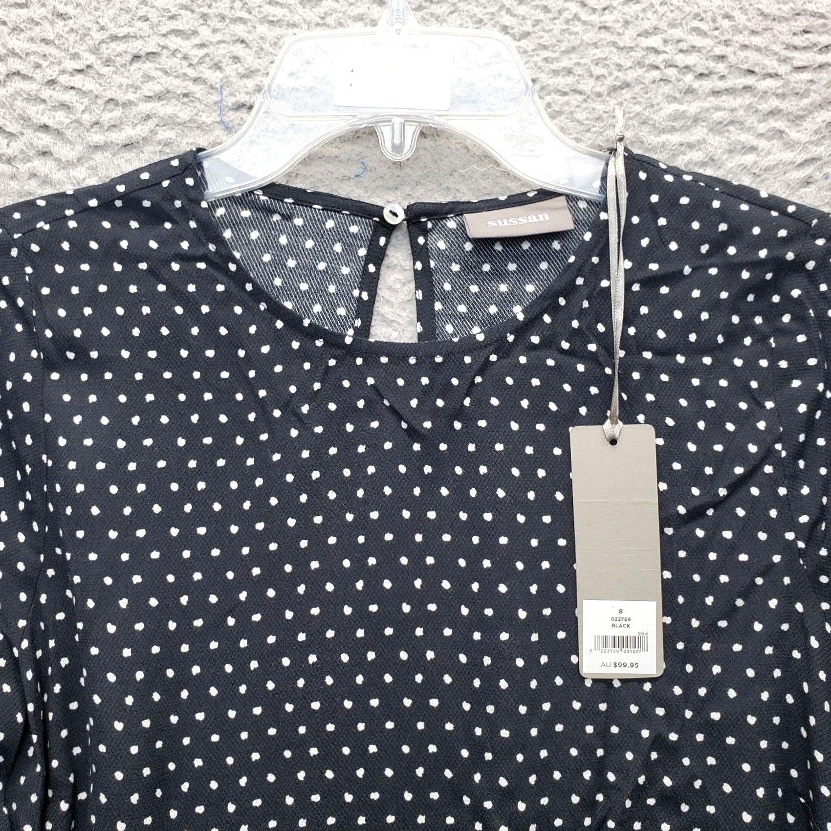 Bell Sussan Blouse Womens Size 8 Multicolor Polka Dot Bell Sleeve Round Neck Back Keyhole Shirt Size M / US 6-8 / IT 42-44 - 5 Thumbnail