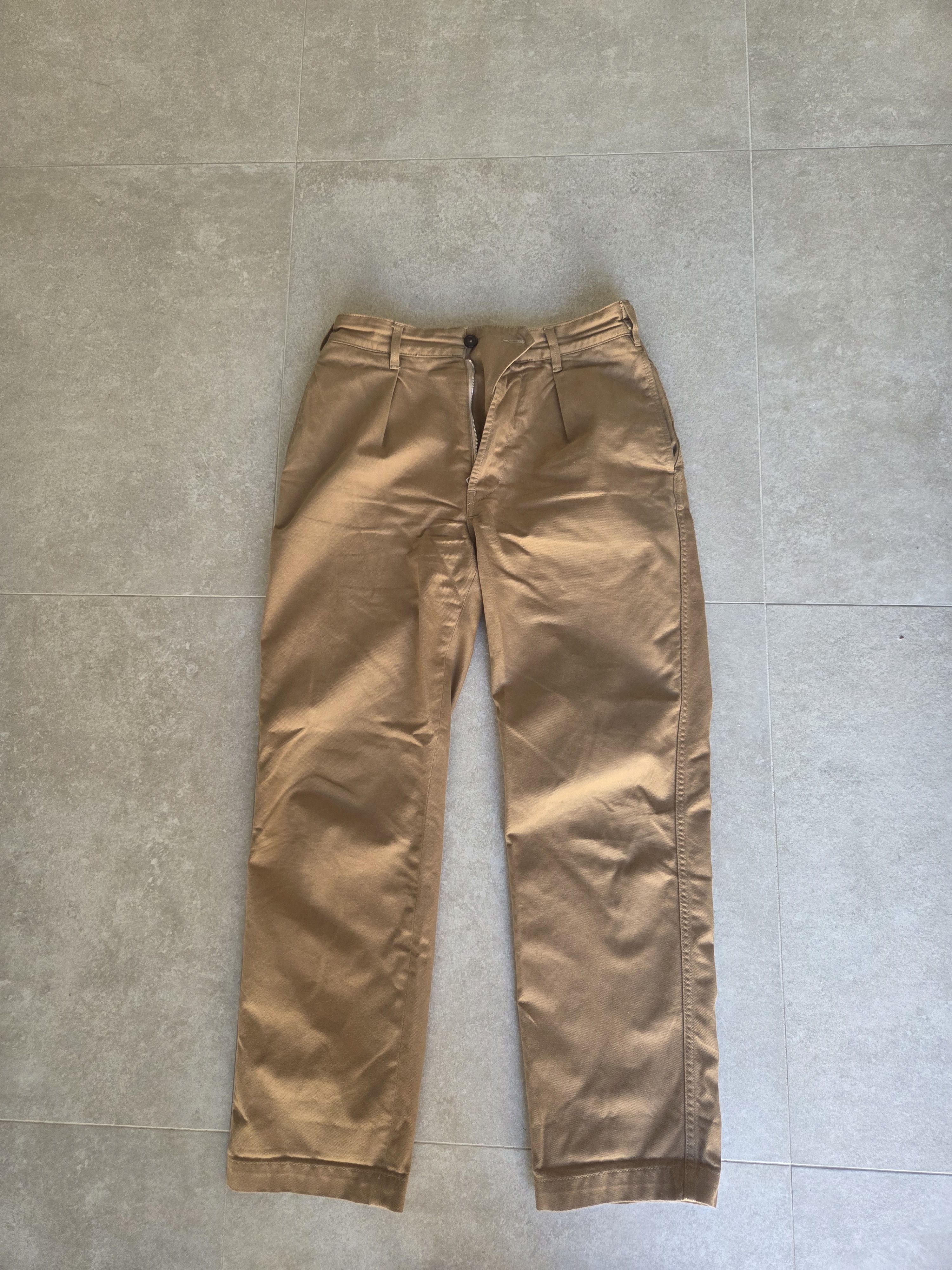 Drake's Sand Heavy Cotton Flat Front Chino Size US 30 / EU 46 - 1 Thumbnail