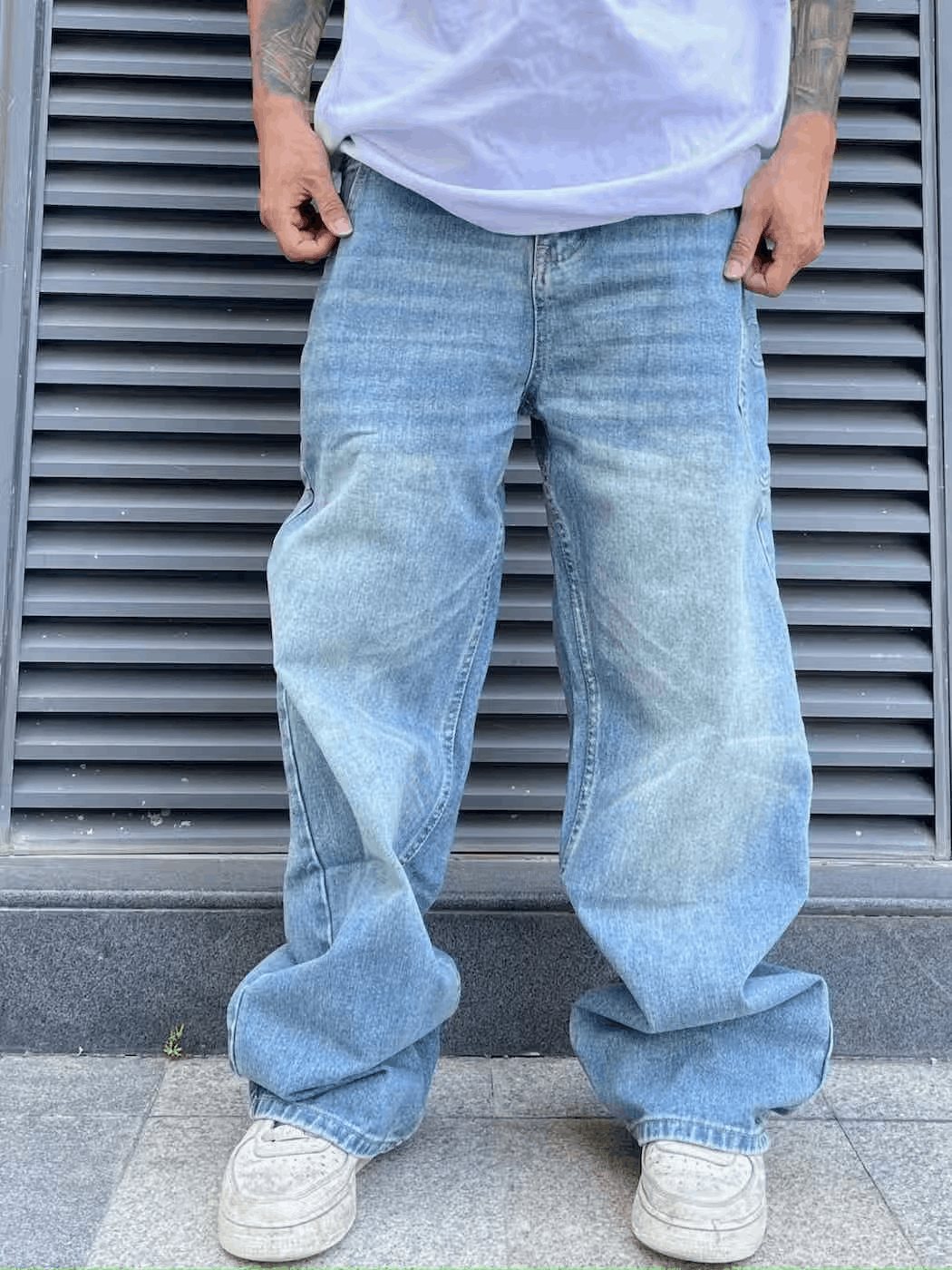 image of Blue Y2K Washed Faded Skate Hiphop Baggy Jeans, Men's (Size 34)