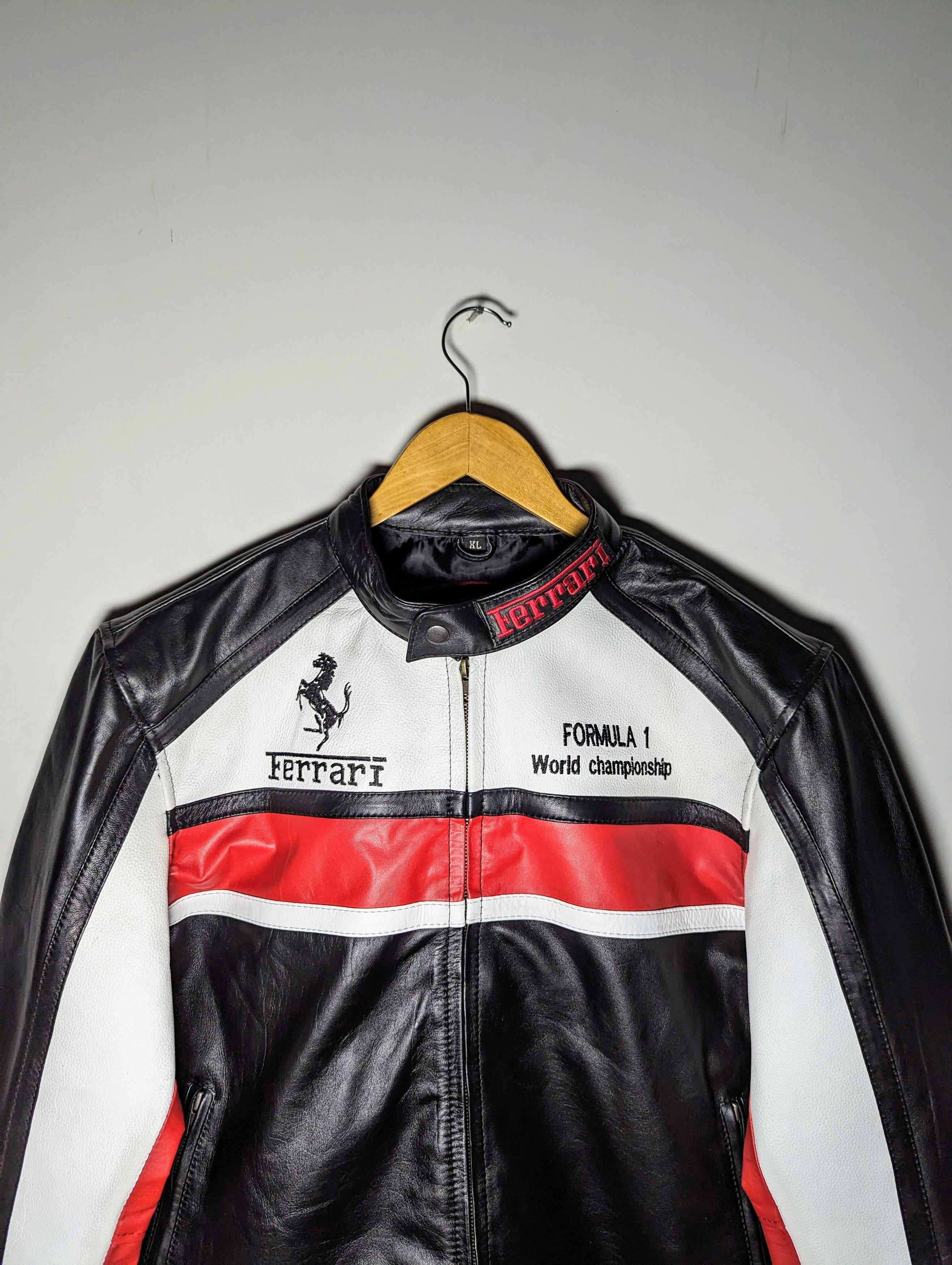 Ferrari 🔥VINTAGE FERRARI LEATHER JACKET Formula 1 STREETWEAR Racing Size US L / EU 52-54 / 3 - 5 Thumbnail