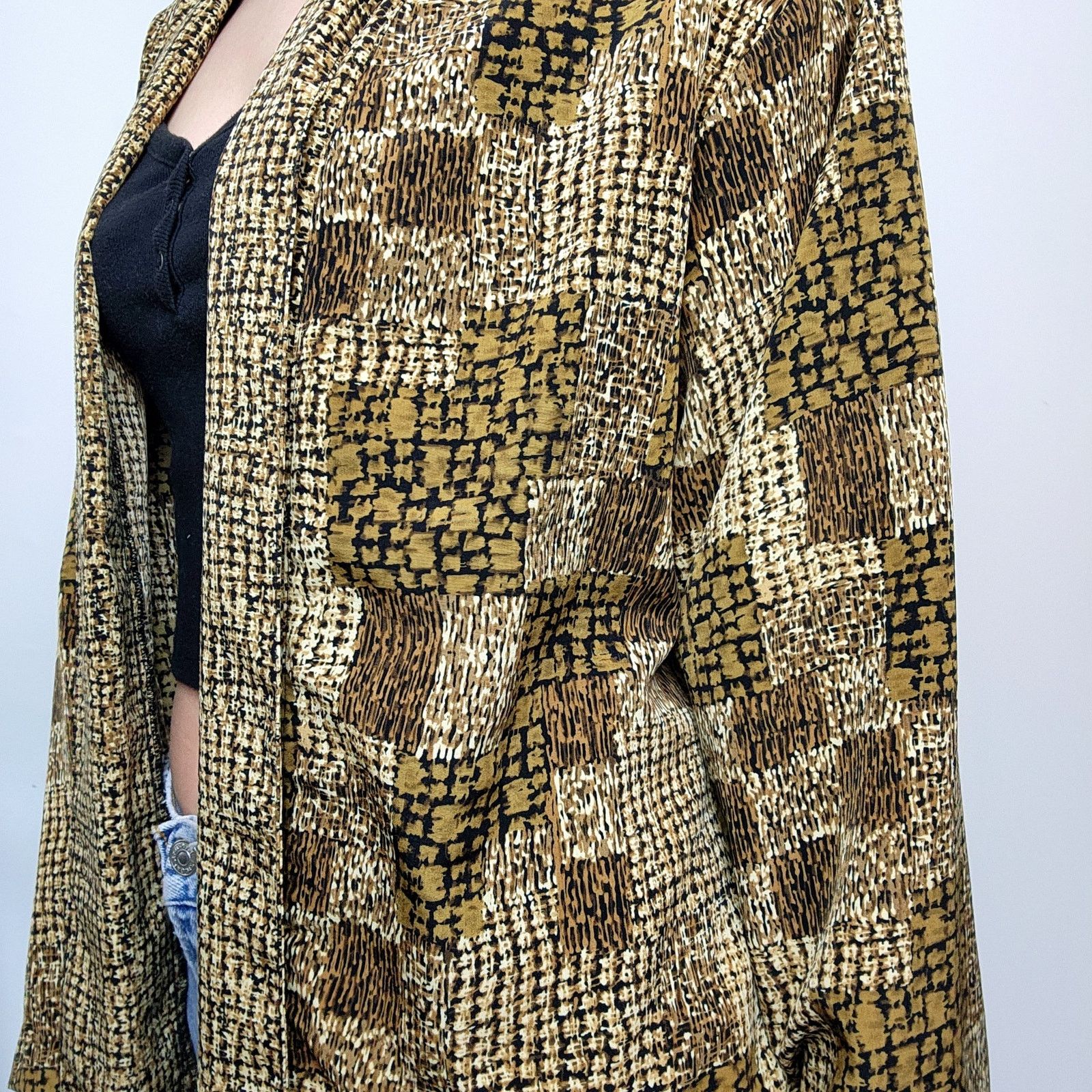 Other Vintage Neutral Throw Over Open Front Shirt Patchwork L Size L / US 10 / IT 46 - 7 Thumbnail