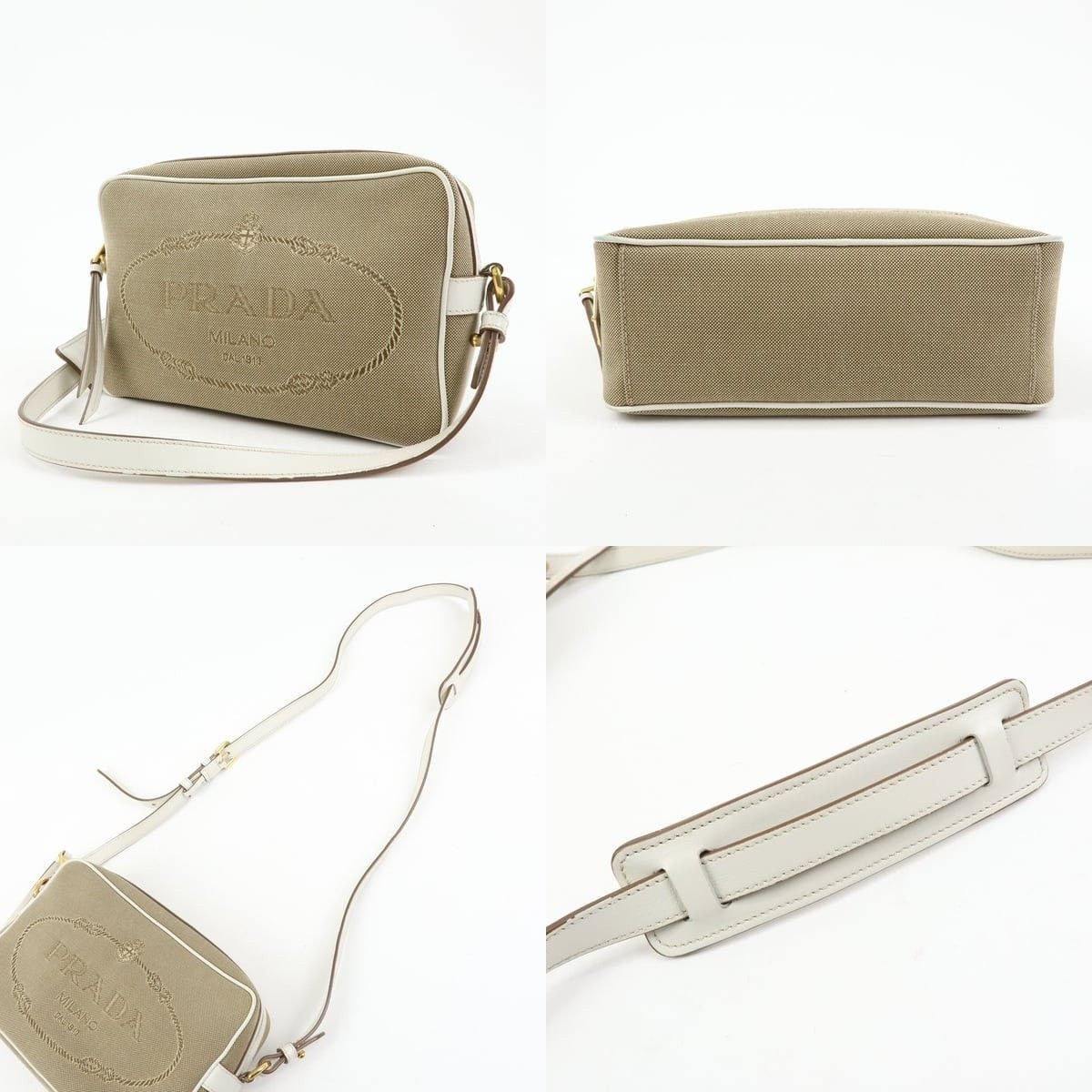 Prada Prada Logo Jacquard Shoulder Bag Tan Size ONE SIZE - 3 Thumbnail