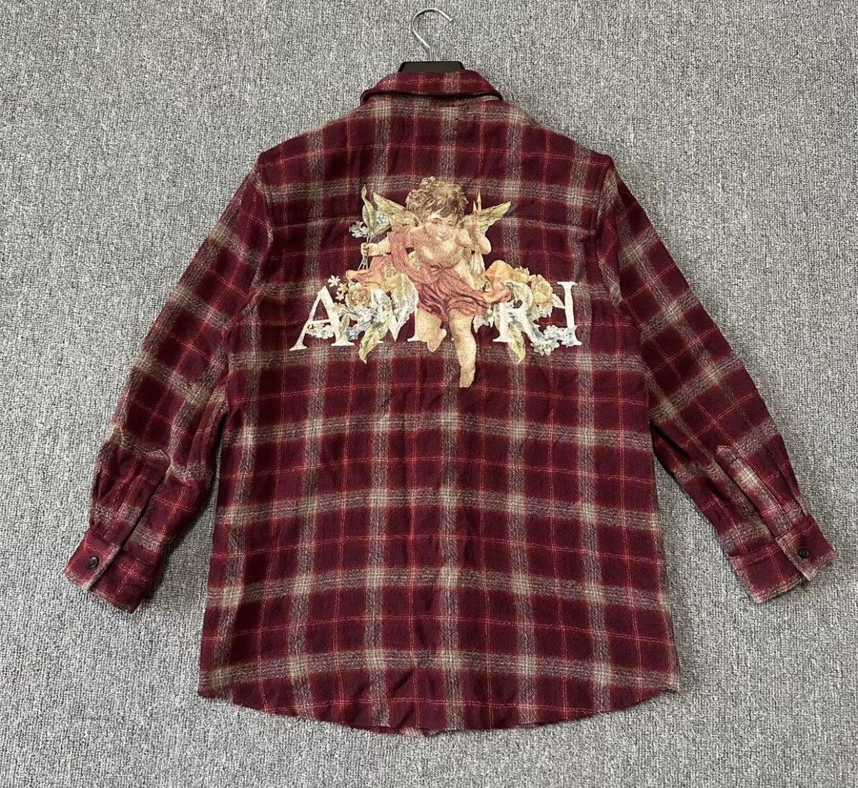Amiri Amiri red grid rendering behind angel Cupid wool shirt Size US S / EU 44-46 / 1 - 4 Thumbnail