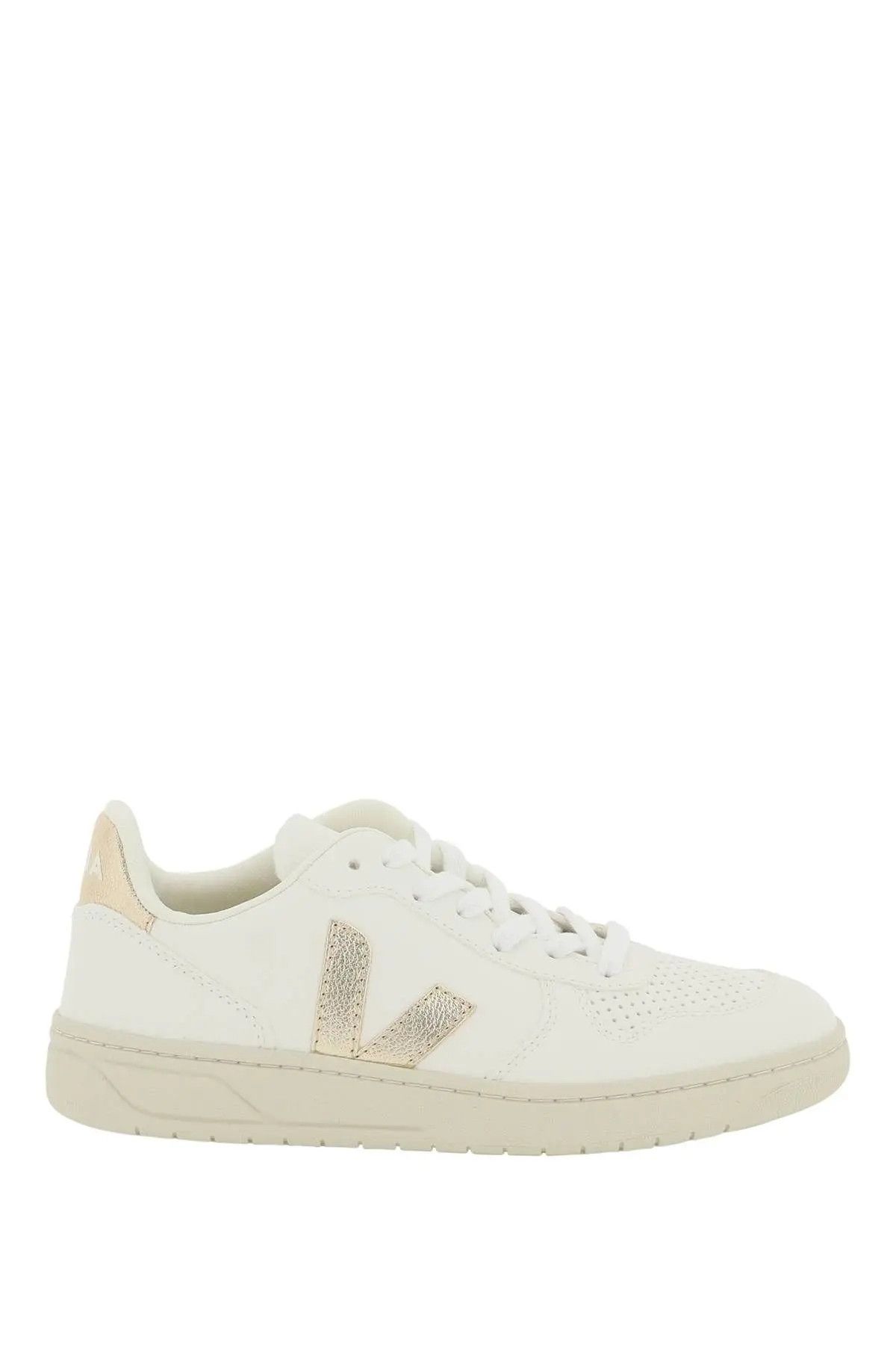 image of Veja O1S22I1N0324 Chromefree Leather V-10 Sneakers In White Gold, Men's (Size 9)
