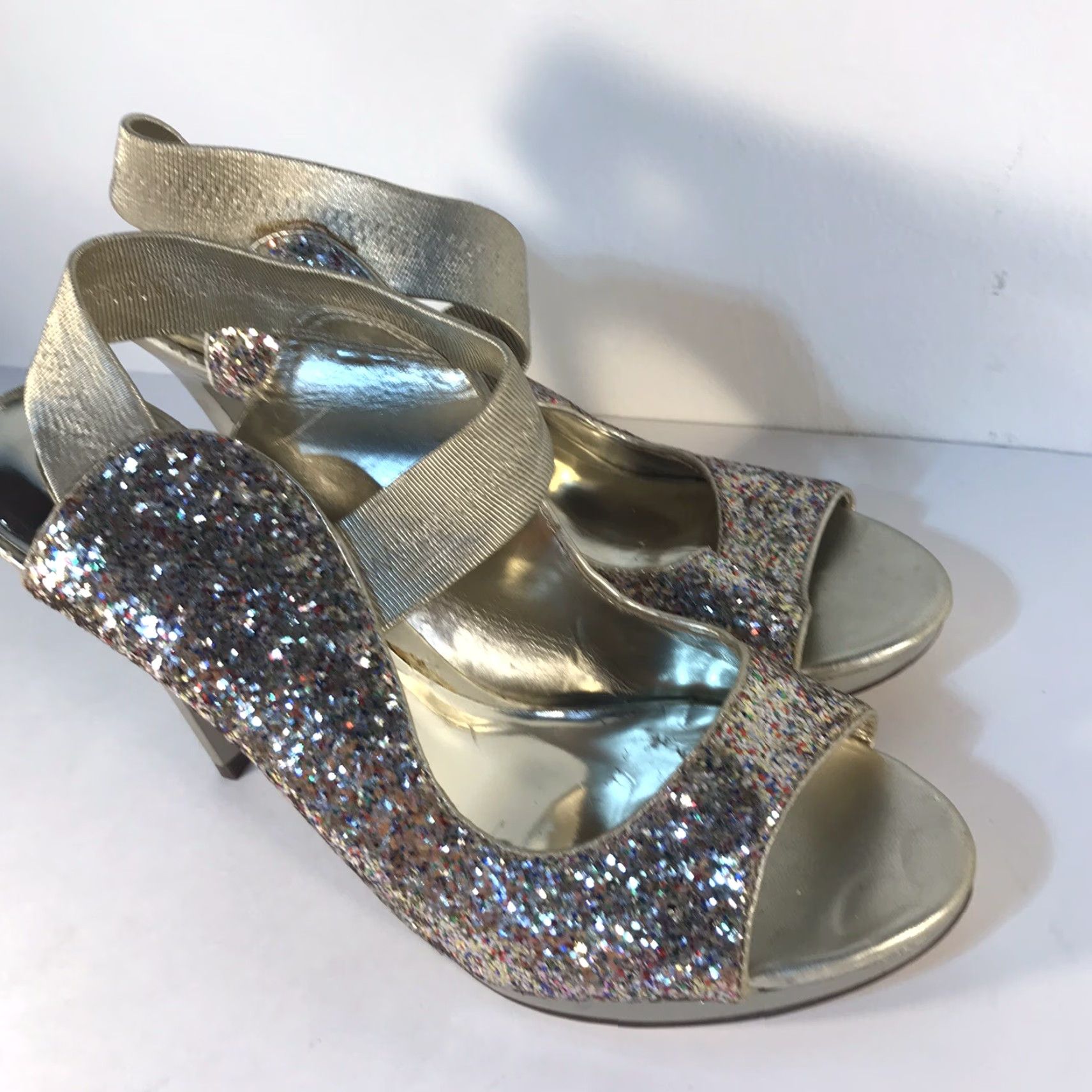 Halo Carlos Santana Halo Glitter Peep Toe Slingback Heels Womens Size 9 Stiletto Multicolor Size US 9 / IT 39 - 5 Thumbnail