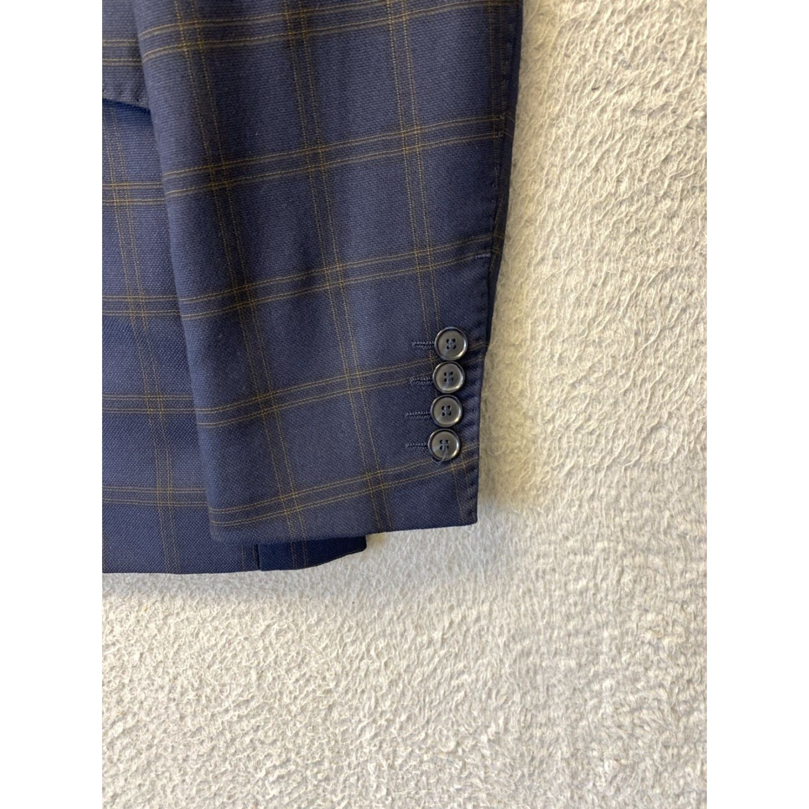 Zara Zara Plaid Check Blazer 38R Medium Navy Gold / 143-11 existence? Size 38R - 4 Thumbnail