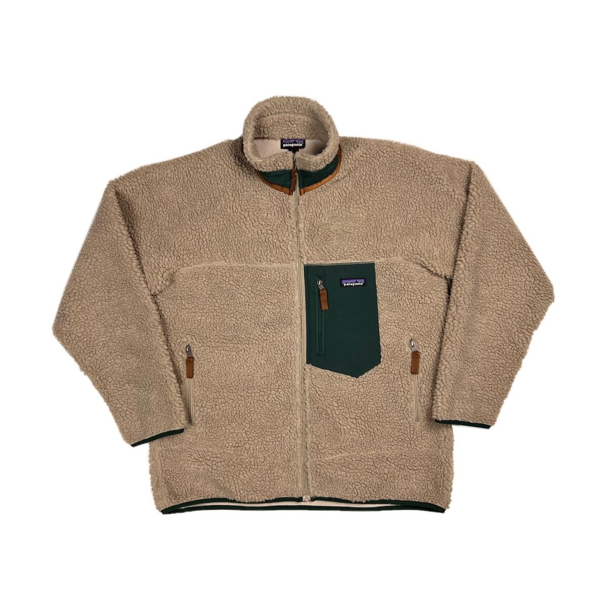 image of Patagonia Classic Retro-X Logo Fleece Jacket in Beige, Men's (Size Large)