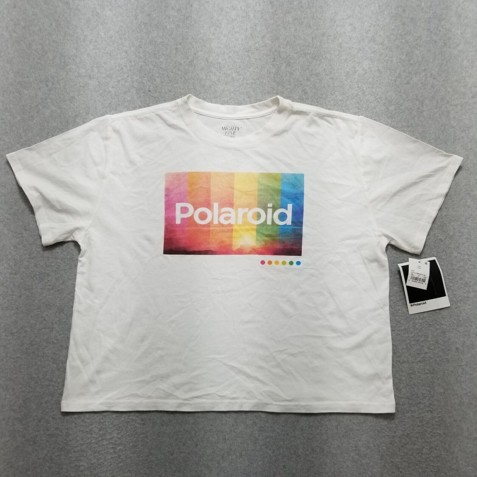 Polaroid Polaroid Shirt Womens 2X Boxy Short Sleeve Rainbow Spell Out Size ONE SIZE - 1 Thumbnail