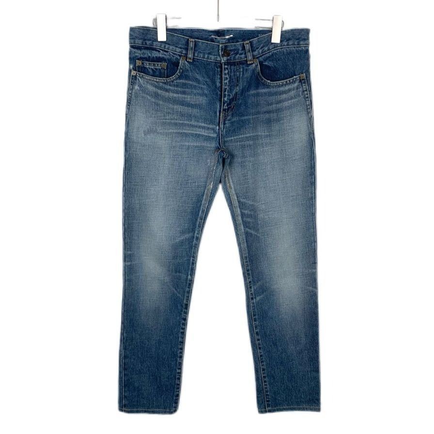 Saint Laurent Paris Saint Laurent Deep Blue Washed Cotton Straight-Leg Jeans (Si Size 30" / US 8 / IT 44 - 1 Thumbnail