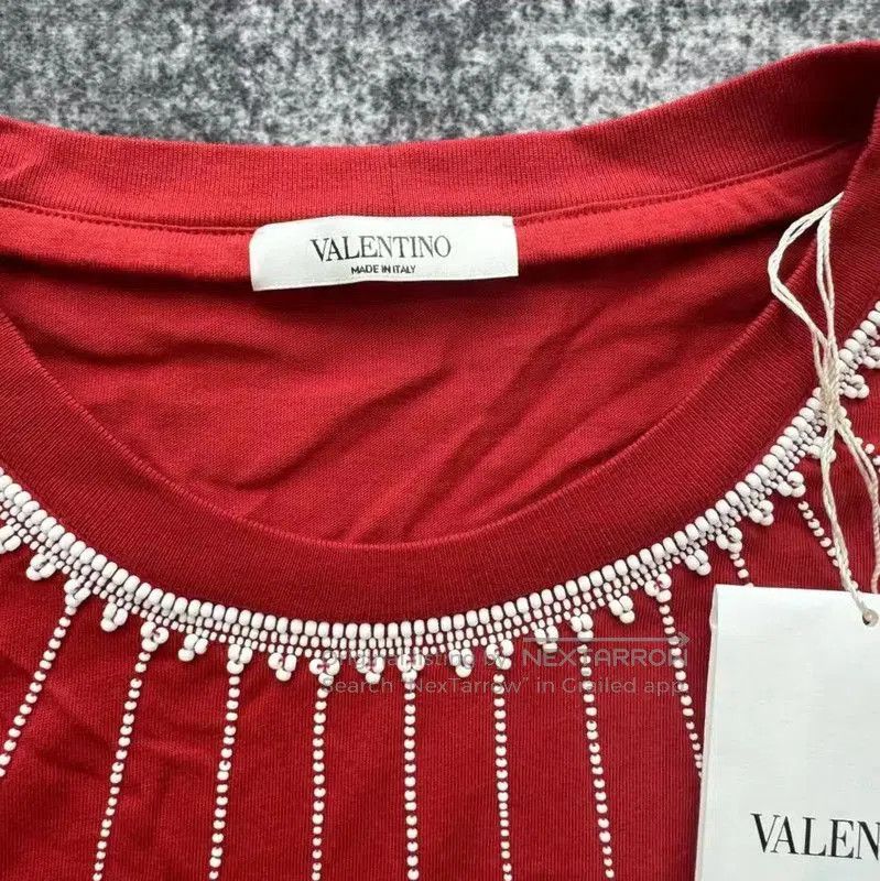 Valentino Valentino Red Cotton T-Shirt with Embellishments . Size L / US 10 / IT 46 - 3 Thumbnail