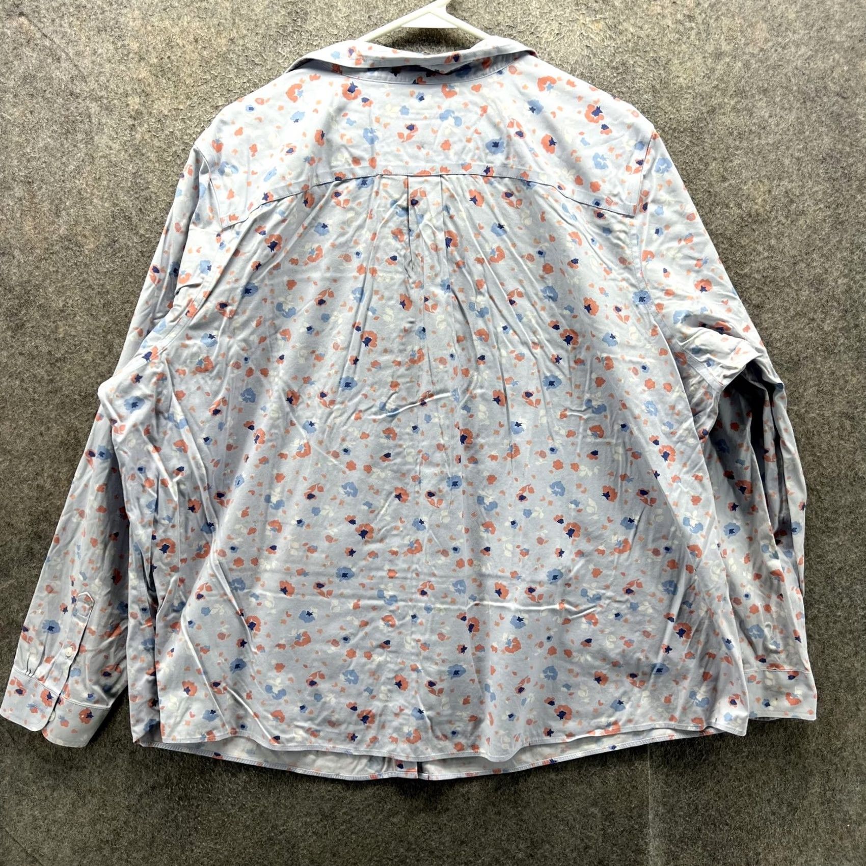 Vintage L.L. Bean Shirt Womens 2X Blue Floral Wrinkle Free Button Long Sleeve Top Size XXL / US 16-18 / IT 52-54 - 7 Thumbnail