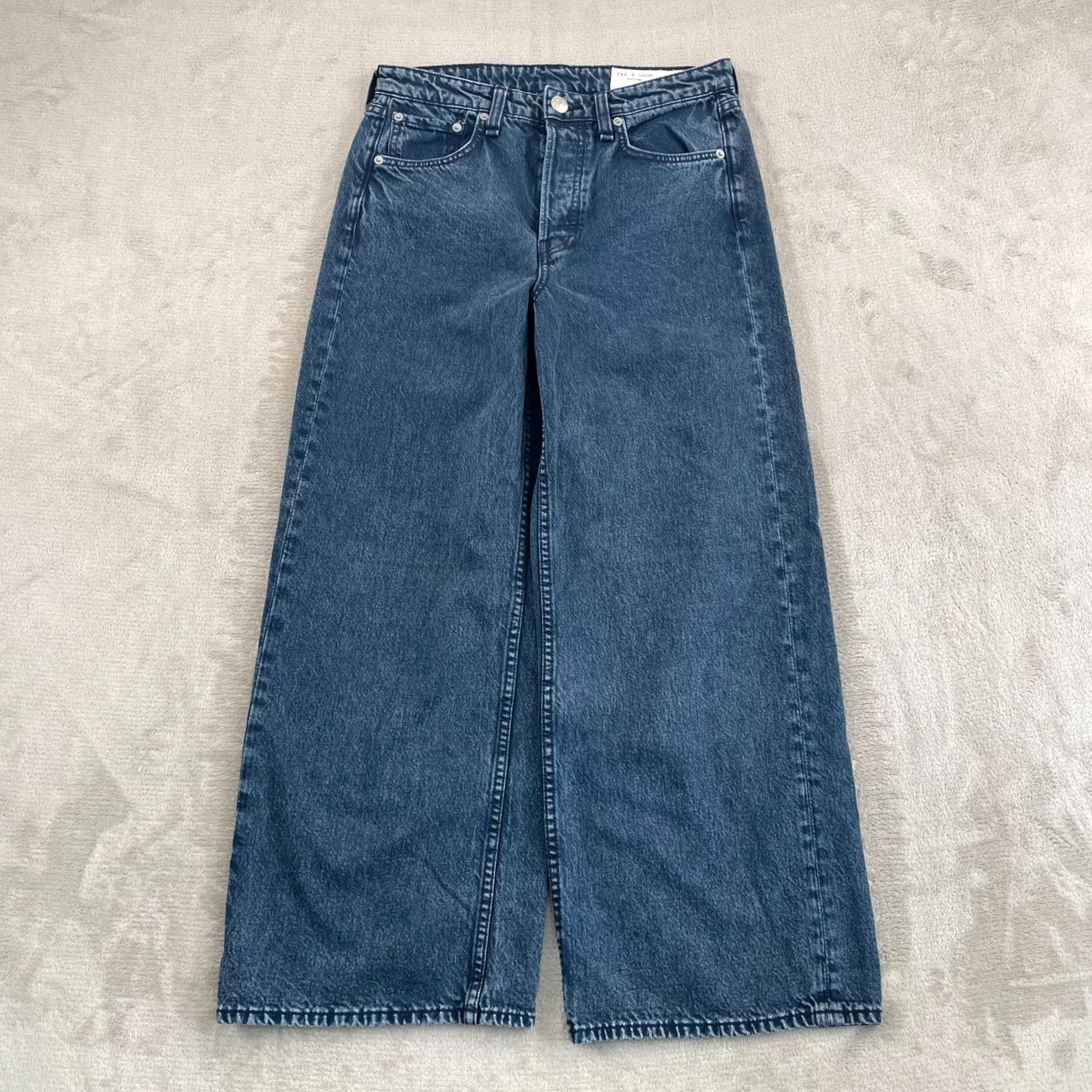 Rag & Bone rag & bone Maya High Rise Ankle Wide Leg Jeans Bride Trails Women 27 5-Pocket Denim Blue Medium Wash Button Fly Distressed? Relaxed Size ONE SIZE - 5 Thumbnail