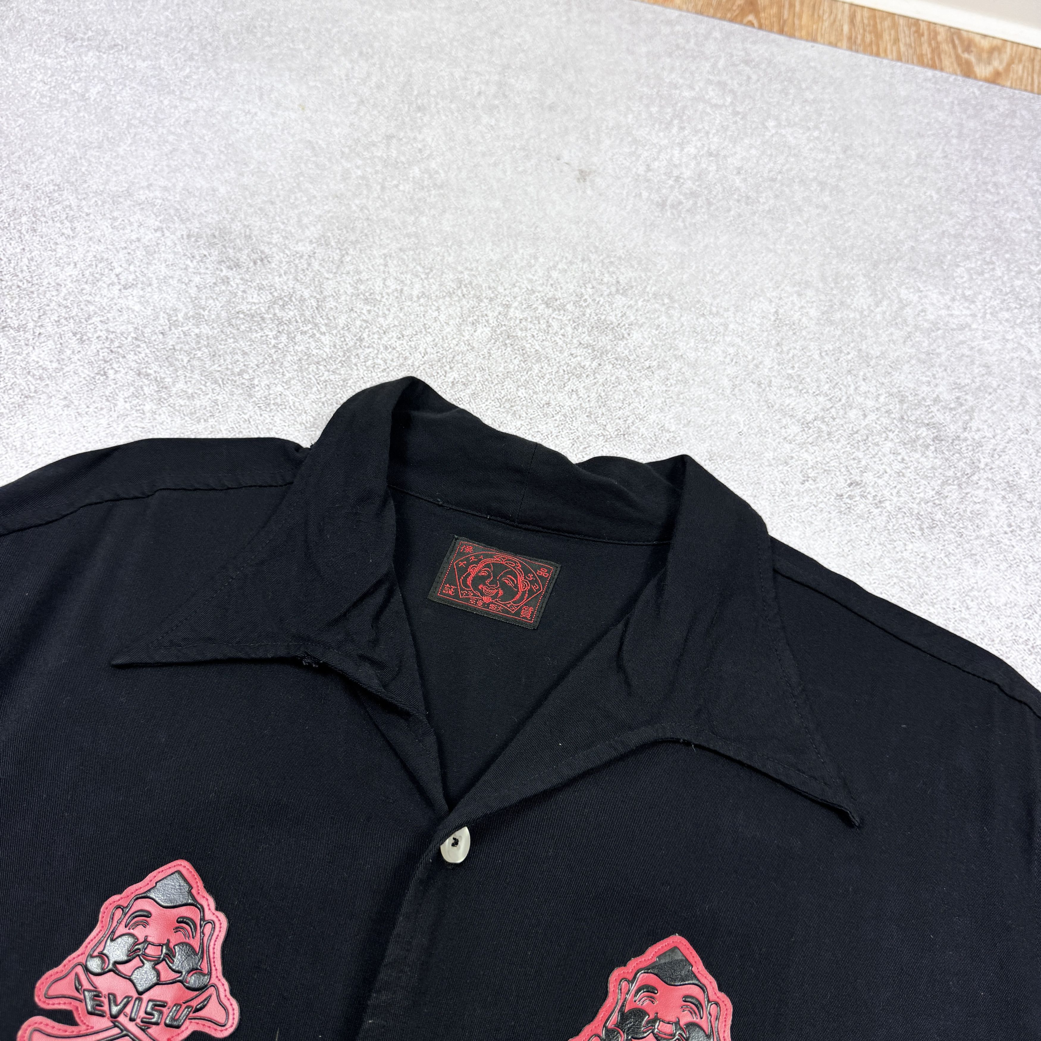 Evisu Evisu Japan Rayon Black Vintage Button Shortsleeve Shirt XL Size US L / EU 52-54 / 3 - 6 Thumbnail