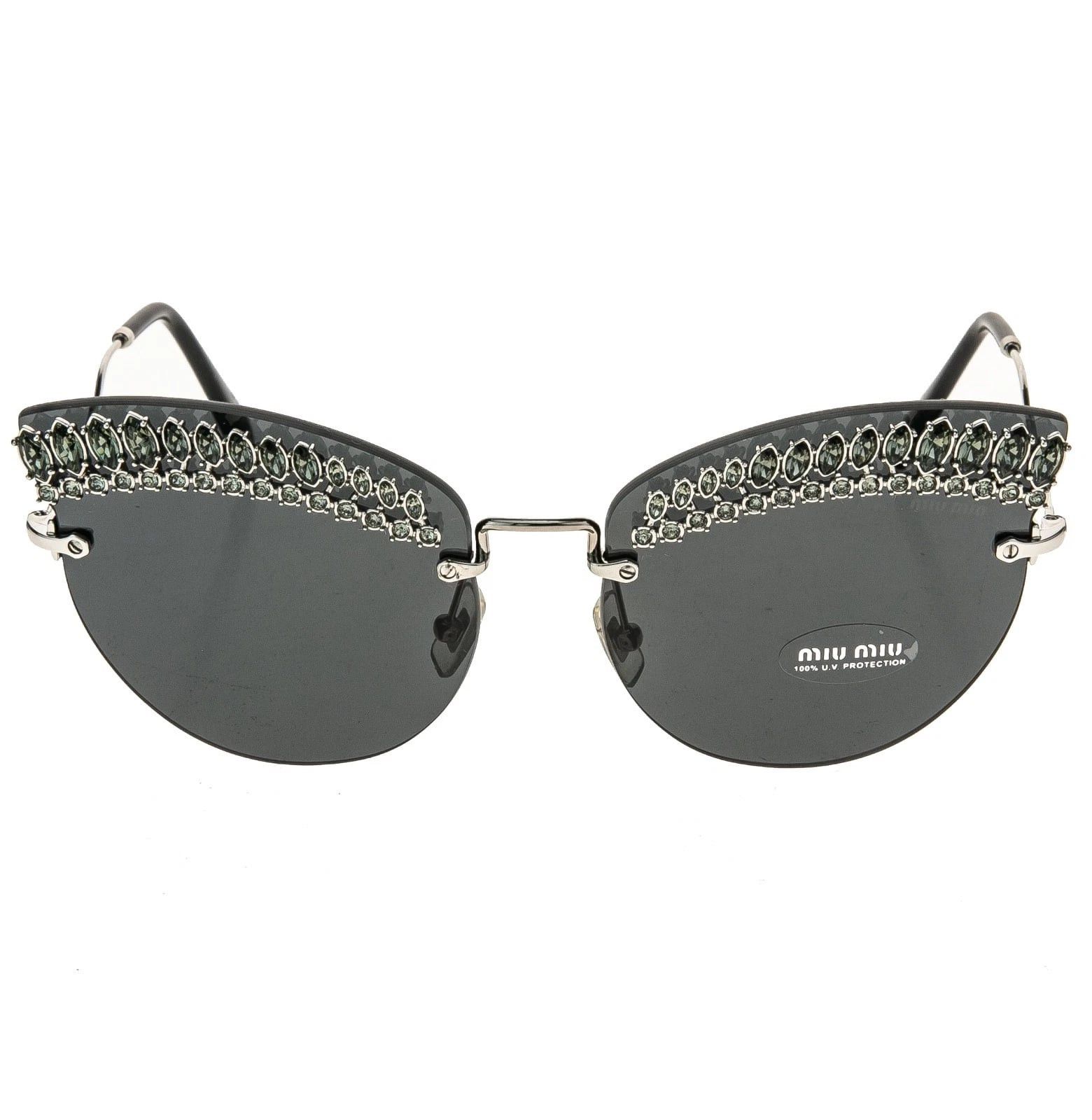 Miu Miu MIU MIU MU58TS 58T SCENIQUE CRYSTAL Jewel Silver Sunglass Size ONE SIZE - 9 Thumbnail