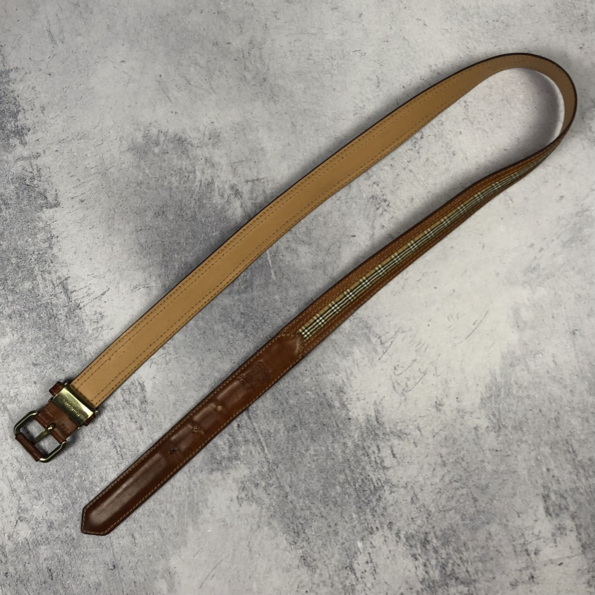 Burberry Vintage 90s Burberrys Nova Check Leather Belt Size ONE SIZE - 7 Thumbnail