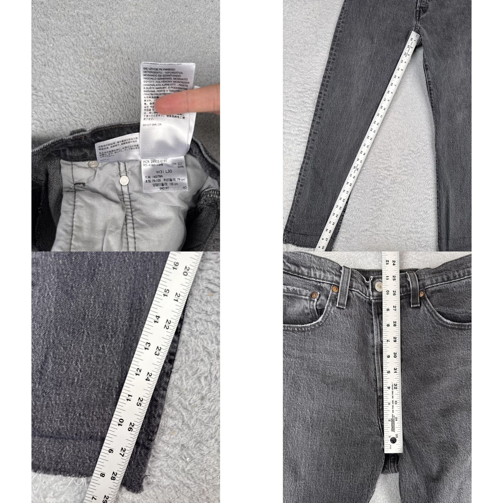 Levi's Levi's 501 Jeans Womens W31 L30 High Rise Slim Tapered Charcoal Gray Denim Stretch 5-Pocket Size 24" / US 00 / IT 34 - 8 Thumbnail