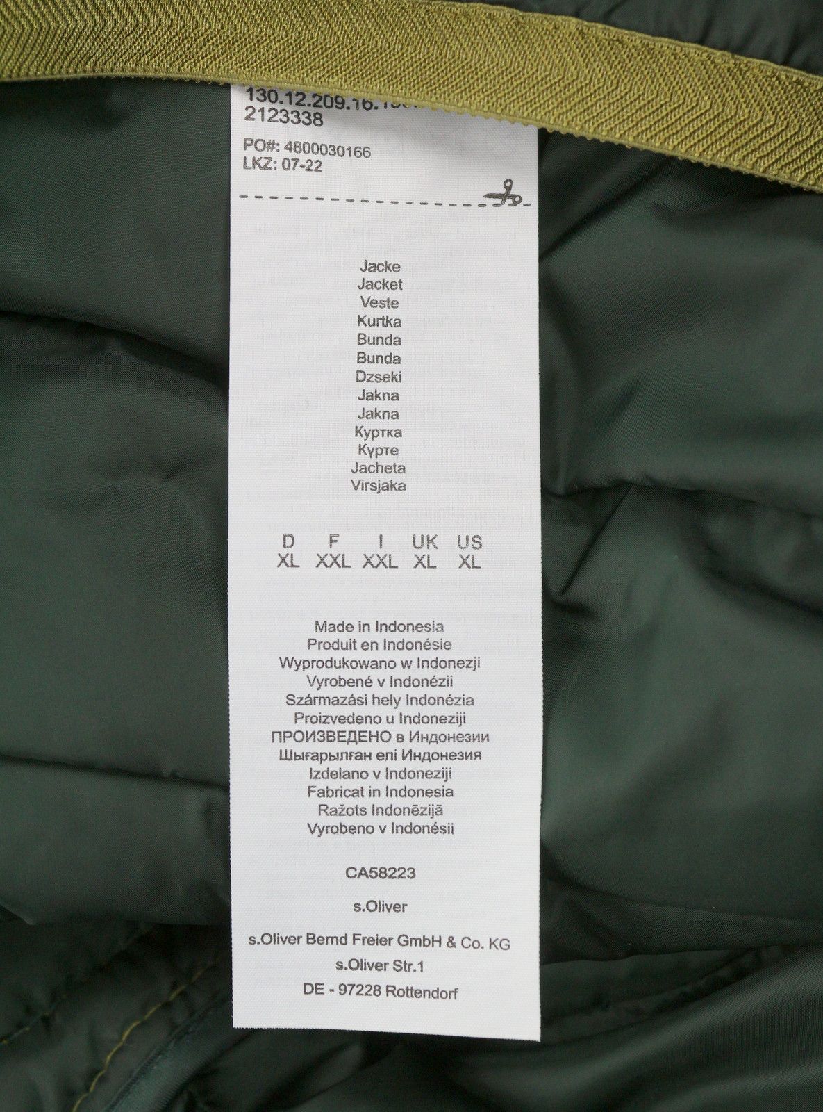 s.Oliver XL Green High Neck Padded Quilted Full Zip 88005 Size US XL / EU 56 / 4 - 12 Thumbnail